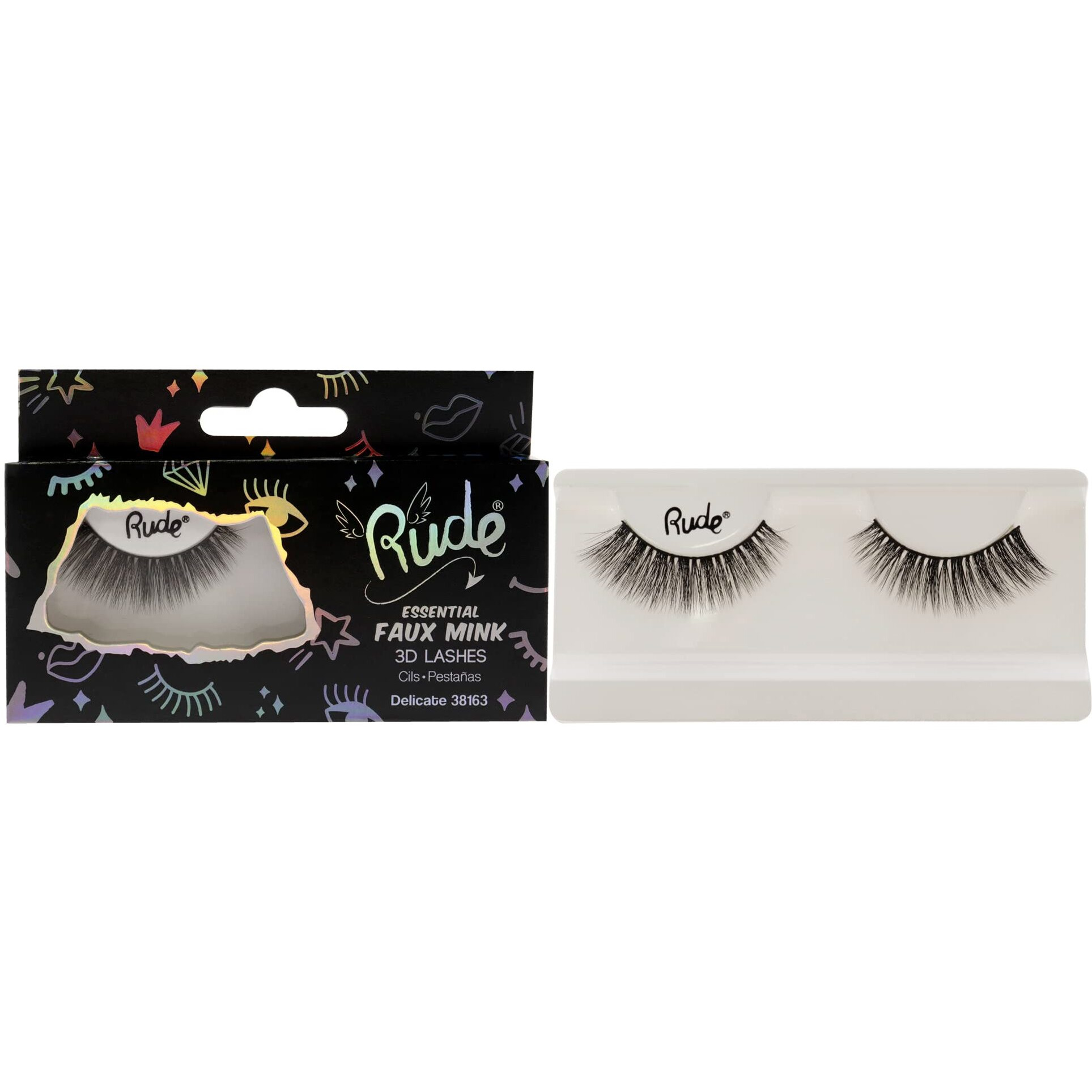 Essential Faux Mink 3D Lashes - Delicate by Rude Cosmetics for Women - 1 Pc Pair