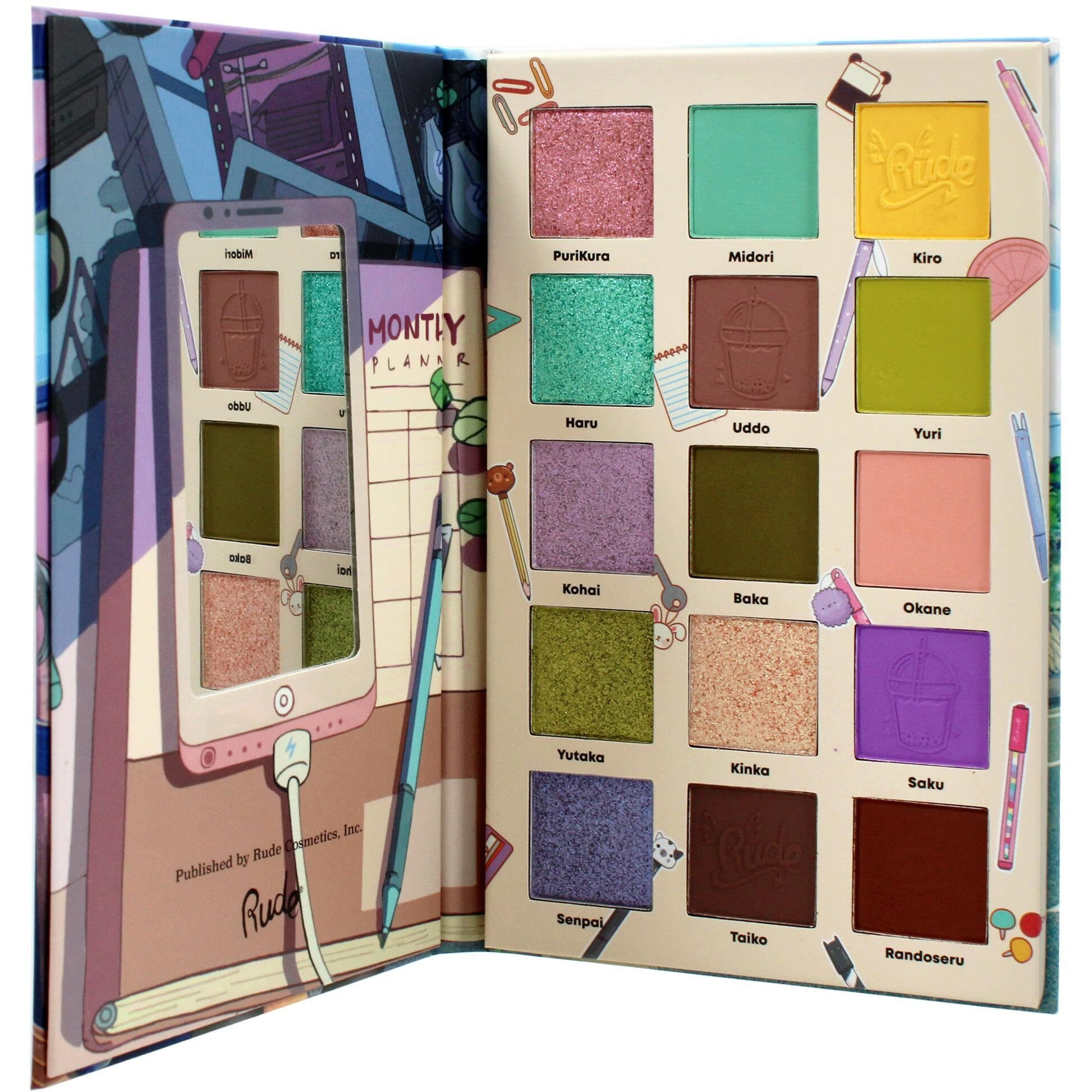 Manga Collection Pressed Pigments and Shadows Palette - Attitude Academia by Rude Cosmetics for Women - 0.77 oz Palette