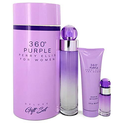 Perry Ellis 360 Purple by Perry Ellis Gift Set -- 3.4 oz Eau De Parfum Spray + .25 oz Mini EDP Spray + 3 oz Shower Gel(D0102HAX04W.)