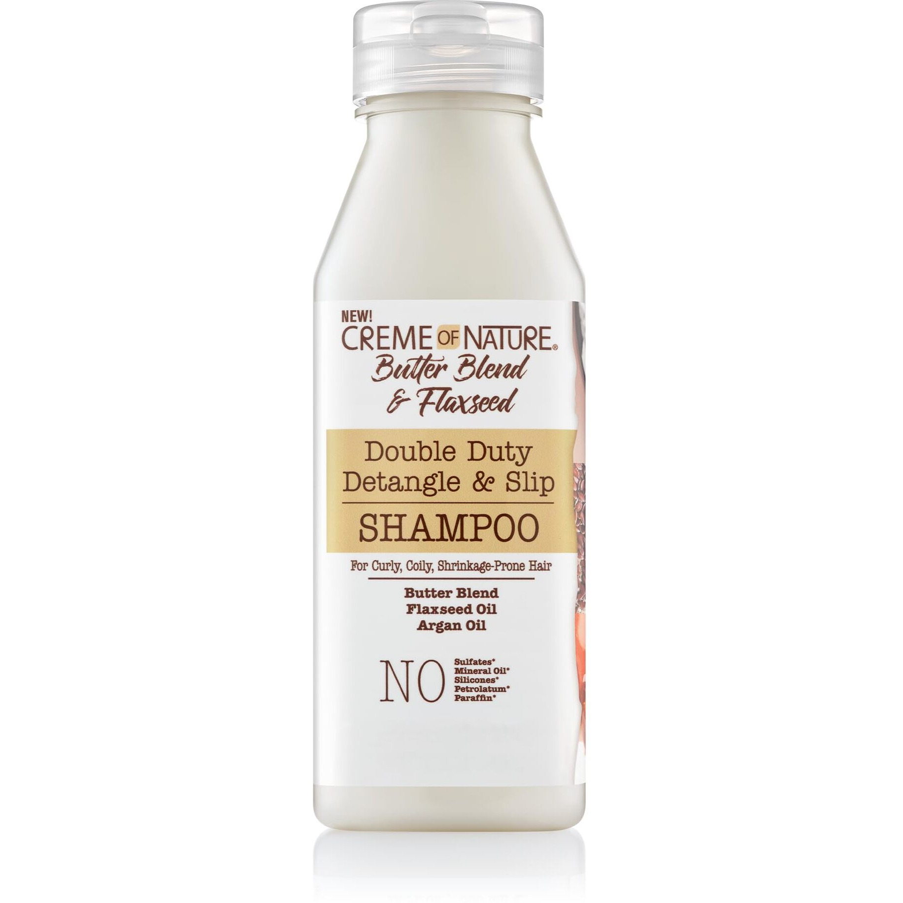 Creme of Nature, Double Duty Detangle & Slip Shampoo, Butter Blend, Argan Oil, Flaxseed Oil, Moisturizing Formula, 12oz
