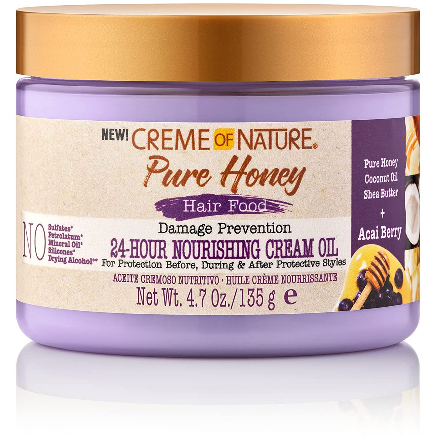 Creme of Nature, Acai Hair Cream, Honey and Acai Collection, 4.7 Oz