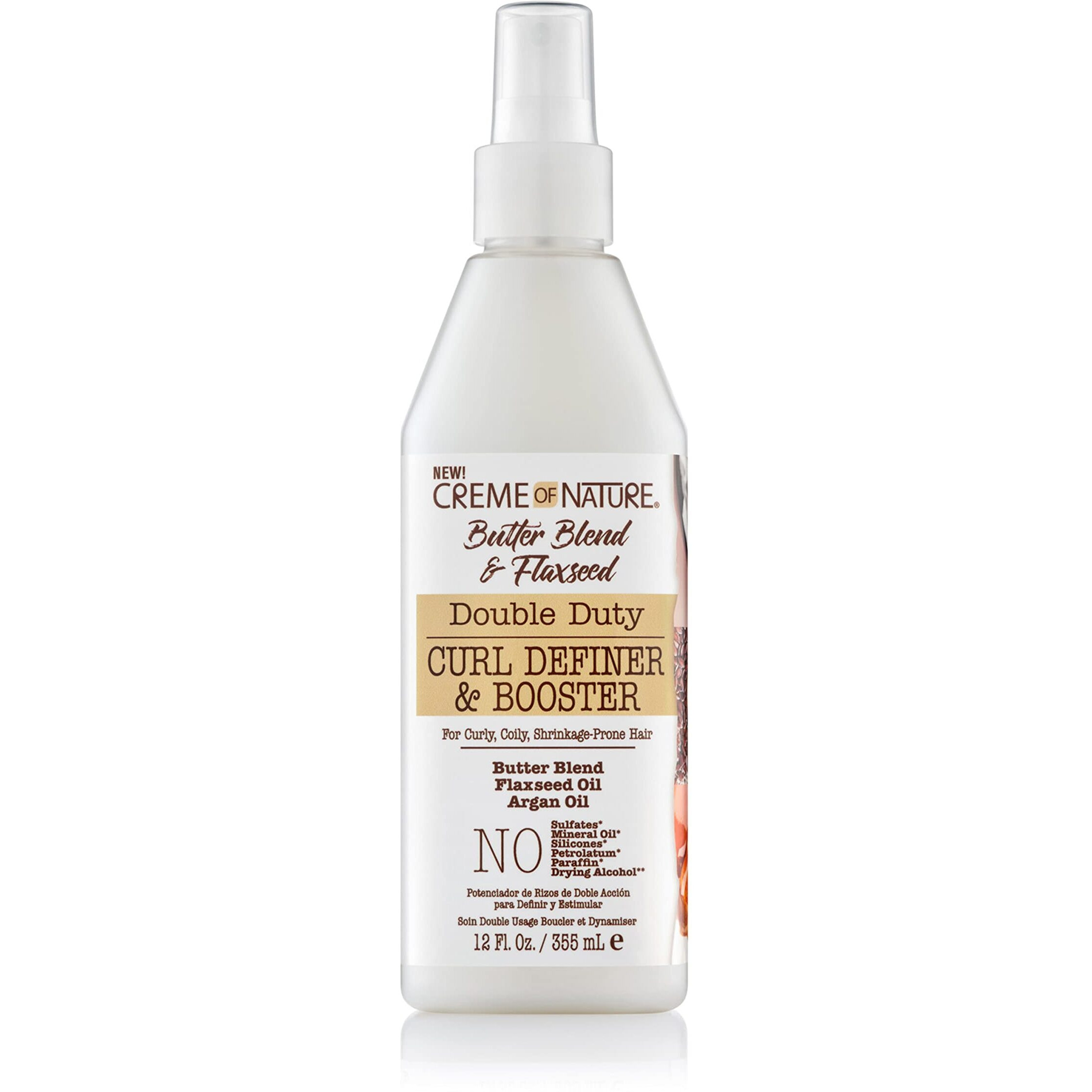 Creme of Nature, Double Duty Curl Definer & Booster, Butter Blend, Argan Oil, Flaxseed Oil, Moisturizing Formula, 12oz