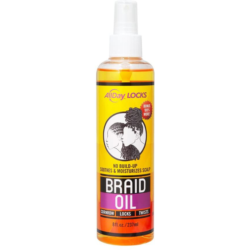 AllDay Locks Braid Oil | Soothes, Moisturizes Dry & Itchy Scalp | Nourishing, Soothing, Protecting Oil | Rejuvenates & Refreshes Braids, Locks, Twists, Cornrows | 8 oz