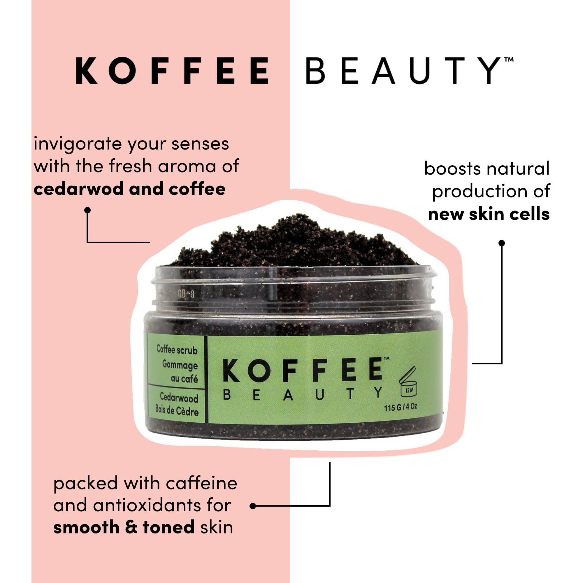Coffee Scrub - Cedarwood by Koffee Beauty for Unisex - 4 oz Scrub