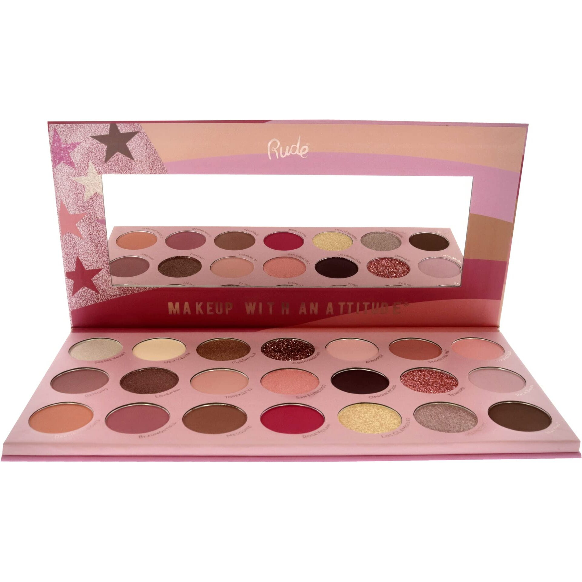 United Pinky Nudes - 21 Pressed Pigment and Shadows Palette by Rude Cosmetics for Women - 0.74 oz Eye Shadow
