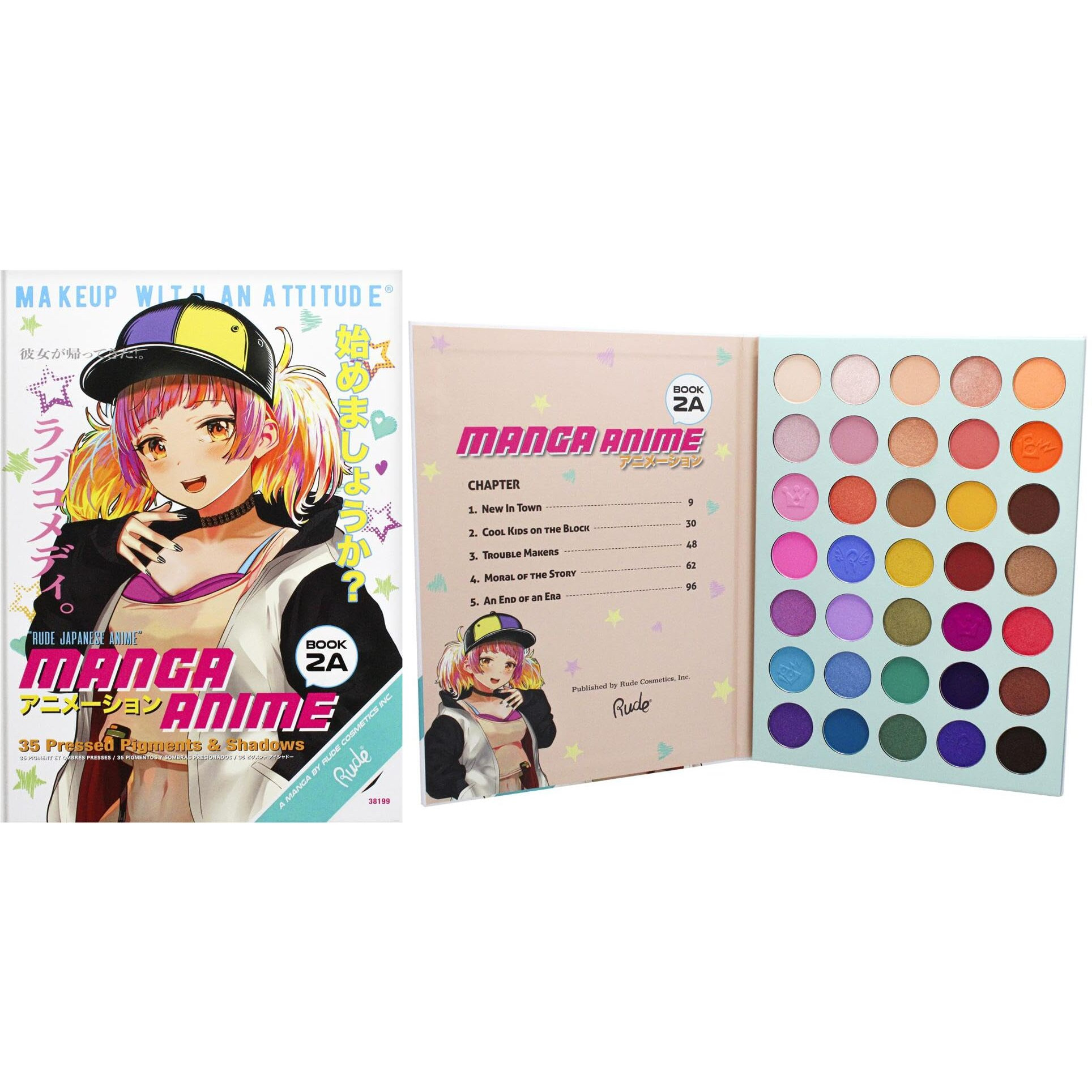 Manga Anime 35 Eyeshadows Palette - Book 2A by Rude Cosmetics for Women - 1.34 oz Eye Shadow