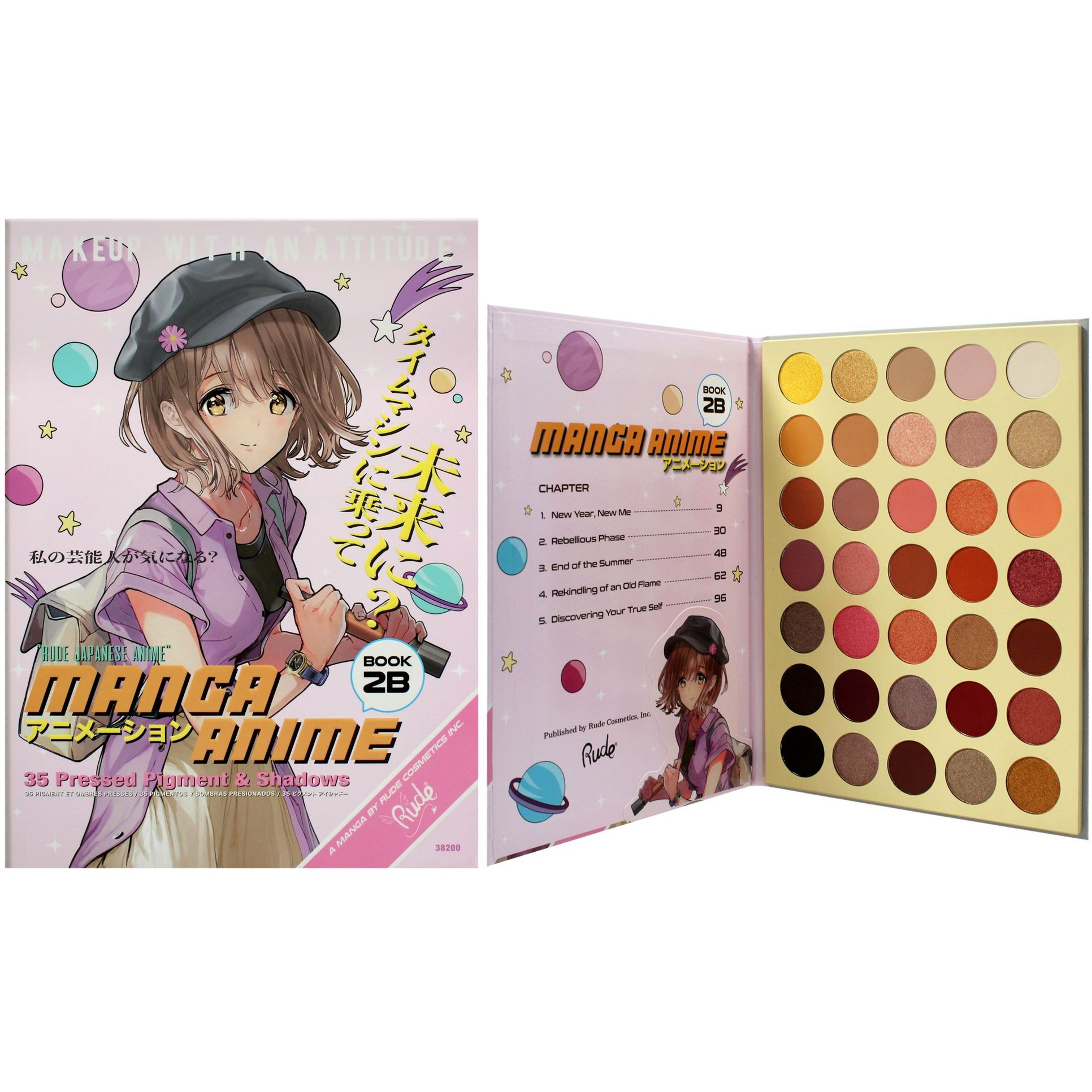 Manga Anime 35 Pressed Pigment and Shadow Book 2B by Rude Cosmetics for Women - 1.34 oz Eye Shadow