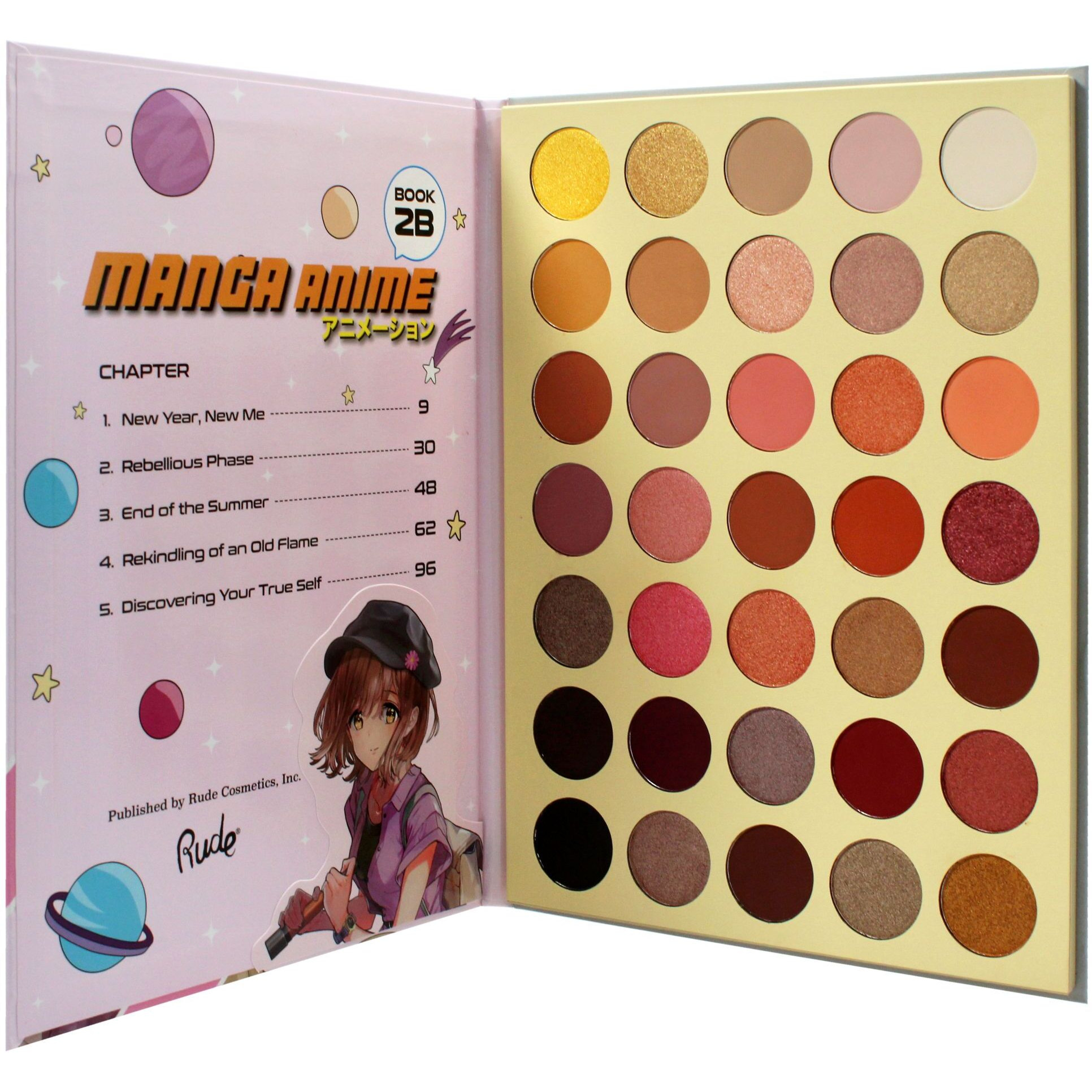 Manga Anime 35 Pressed Pigment and Shadow Book 2B by Rude Cosmetics for Women - 1.34 oz Eye Shadow