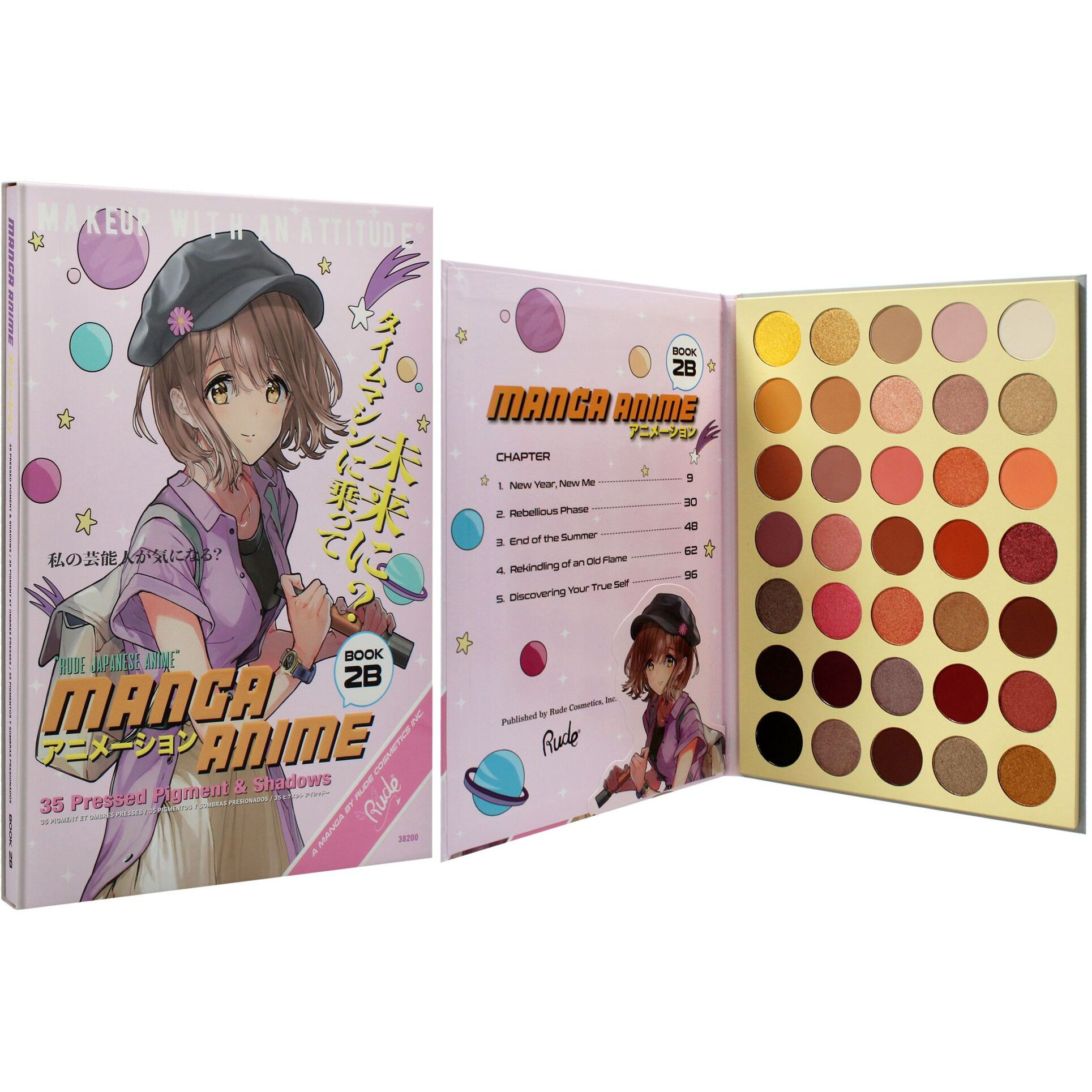 Manga Anime 35 Pressed Pigment and Shadow Book 2B by Rude Cosmetics for Women - 1.34 oz Eye Shadow