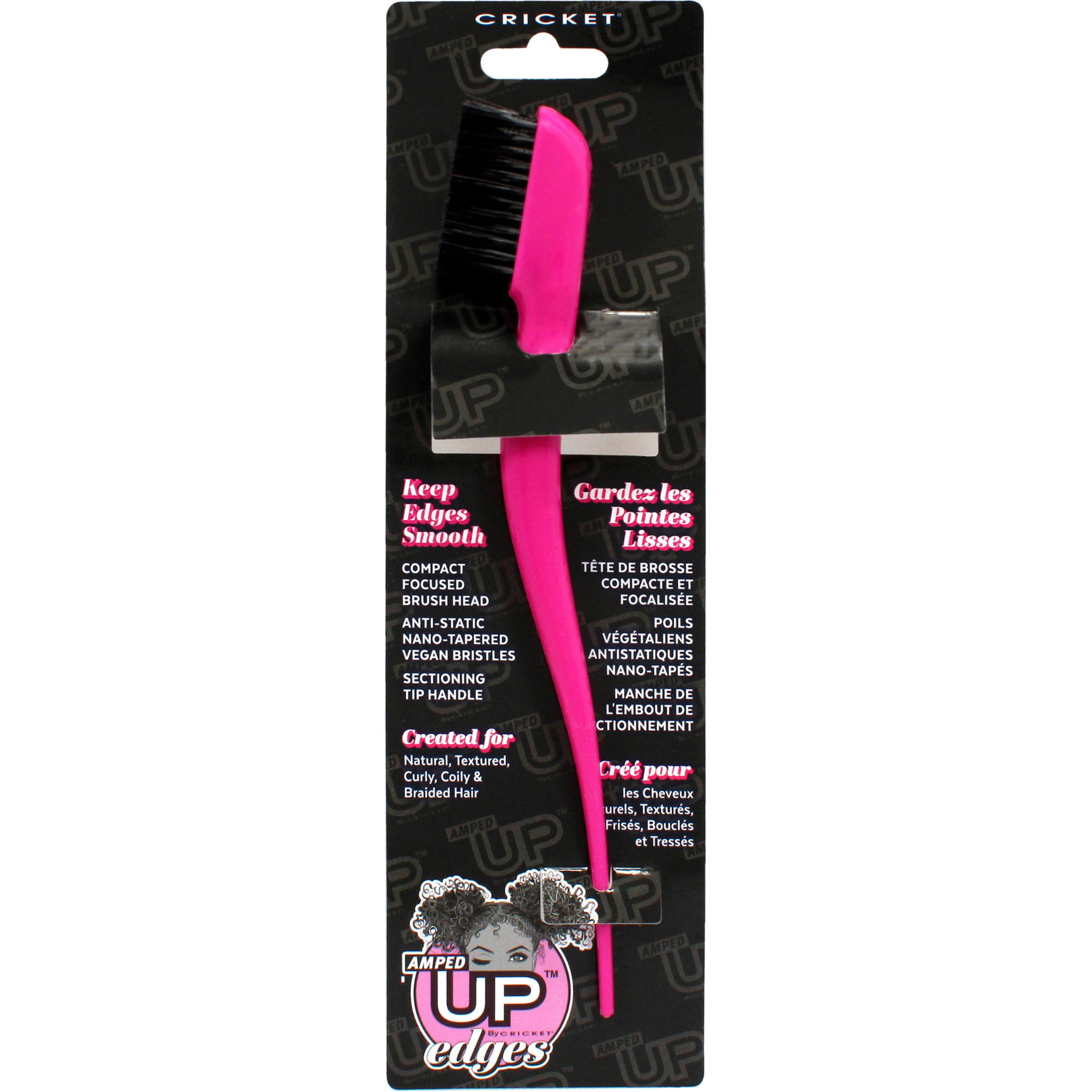 Amped Up Edges Brush - Pink by Cricket for Unisex - 1 Pc Hair Brush