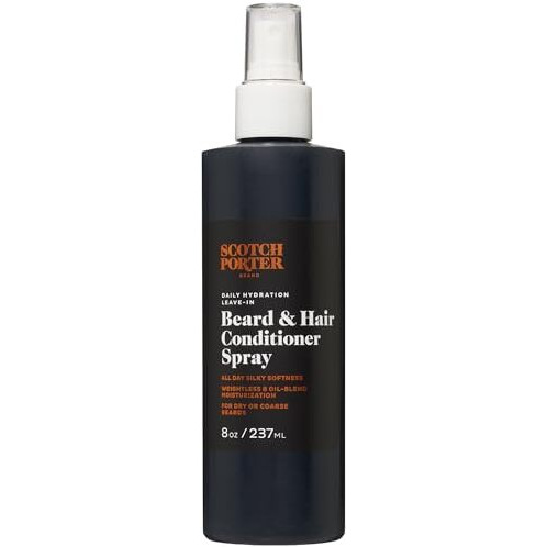 Scotch Porter Leave-in Conditioner Spray for Men | Daily Hydration Leave-In Beard & Hair Conditioner Spray | Coconut, Avocado, & More | 8oz Bottle with Pump Spray