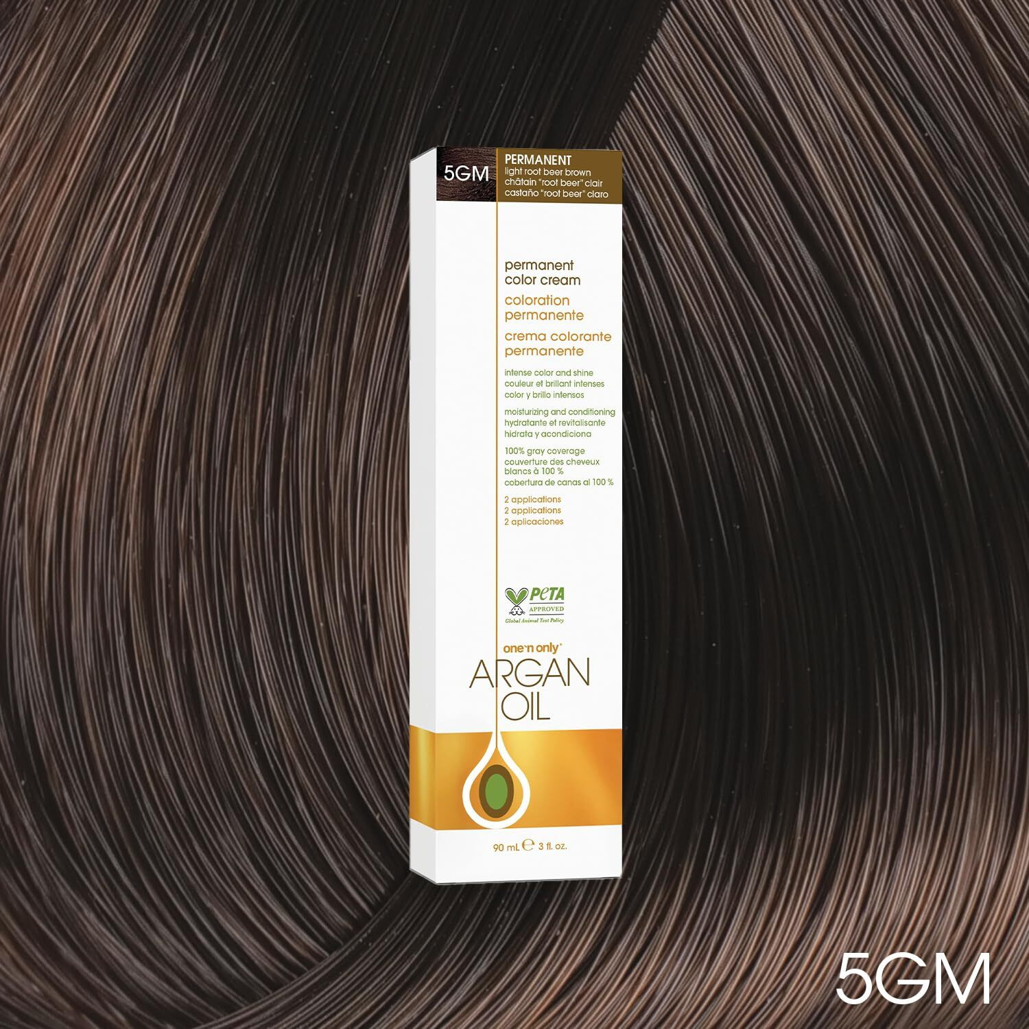Argan Oil Permanent Color Cream - 5GM Light Root Beer Brown by One n Only for Unisex - 3 oz Hair Color