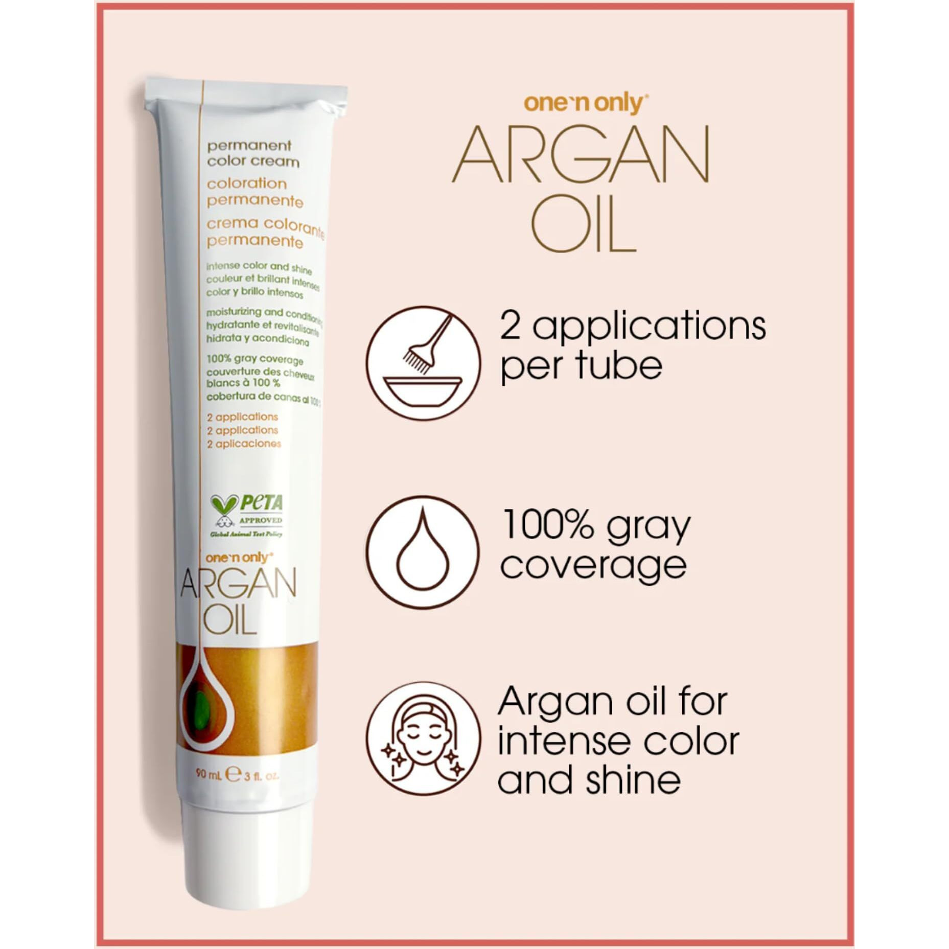 Argan Oil Permanent Color Cream - 5GM Light Root Beer Brown by One n Only for Unisex - 3 oz Hair Color