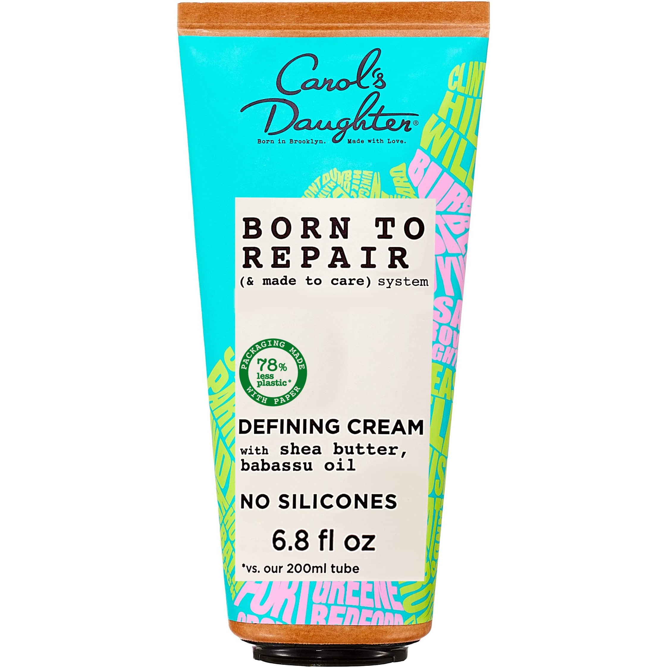 Carol's Daughter Born To Repair Leave In Hair Cream, Moisturizing, Curl Defining and Anti Frizz Hair Care for Curly Hair with Shea Butter, 6.8 Fl Oz
