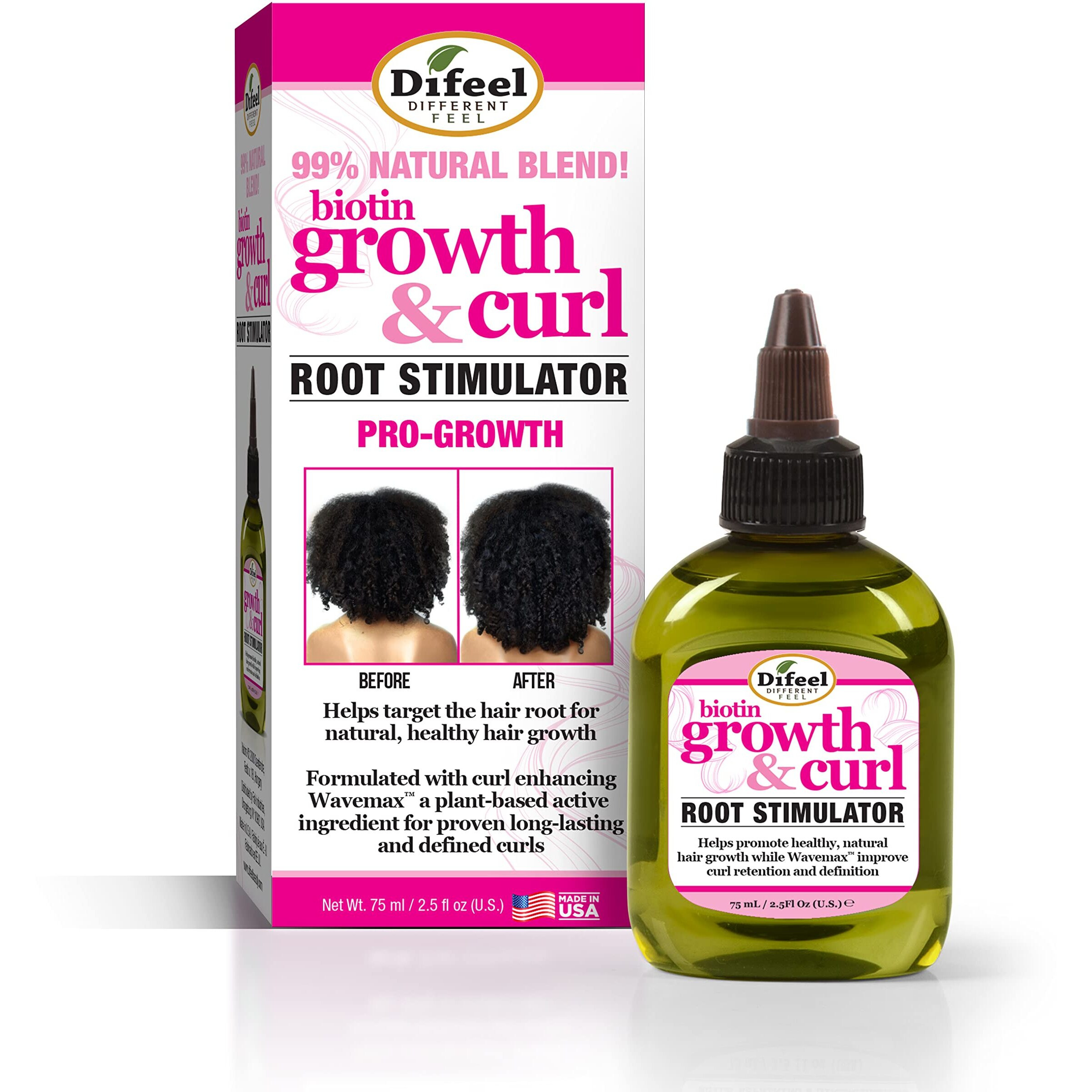 Difeel Growth & Curl Biotin Pro-Growth Root Stimulator 2.5 oz. - Curly Hair Deep Treatment, Hair Root Treatment for Curly Hair
