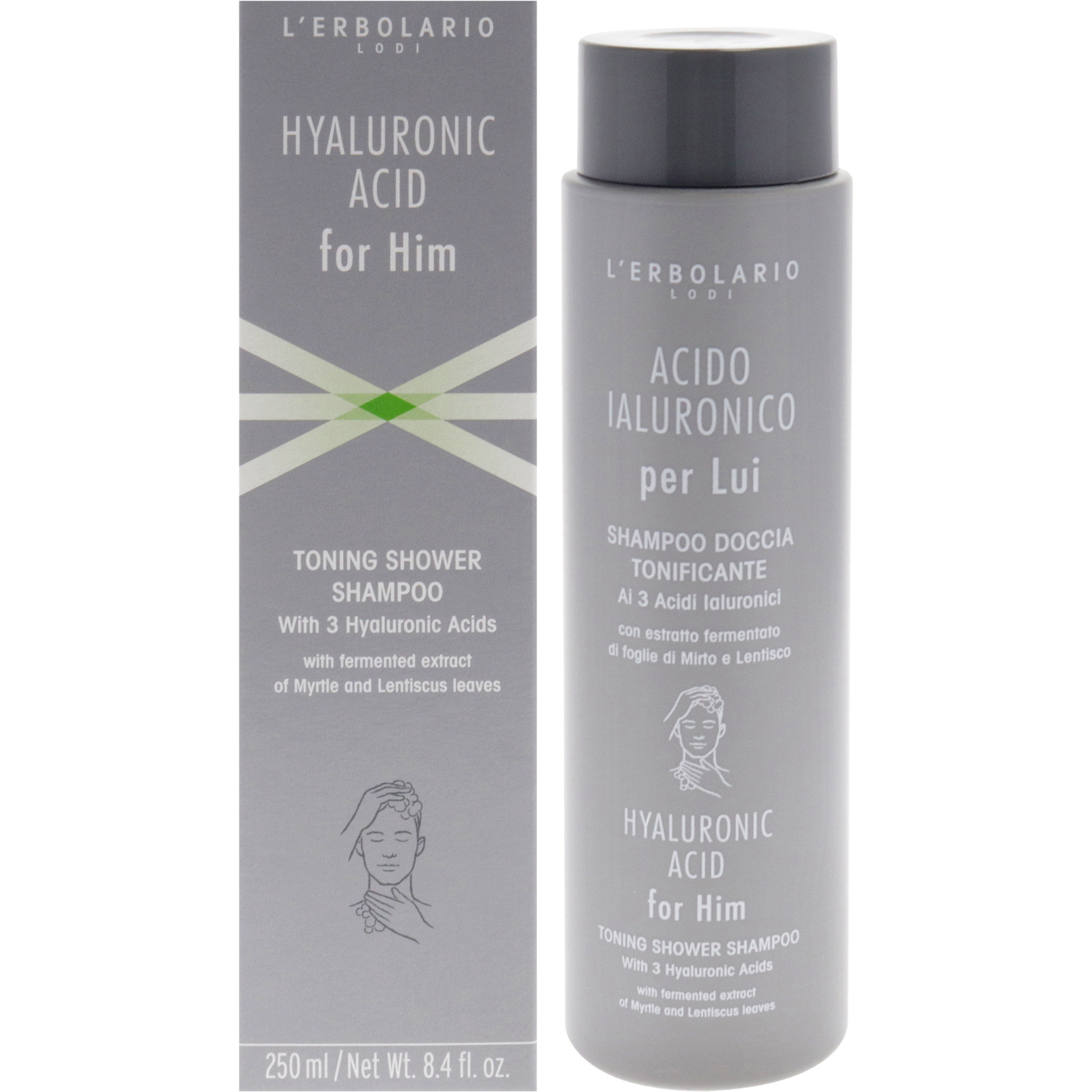 Hyaluronic Acid for Him Toning Shower Shampoo by LErbolario for Men - 8.4 oz Shampoo
