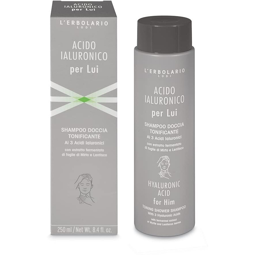 Hyaluronic Acid for Him Toning Shower Shampoo by LErbolario for Men - 8.4 oz Shampoo