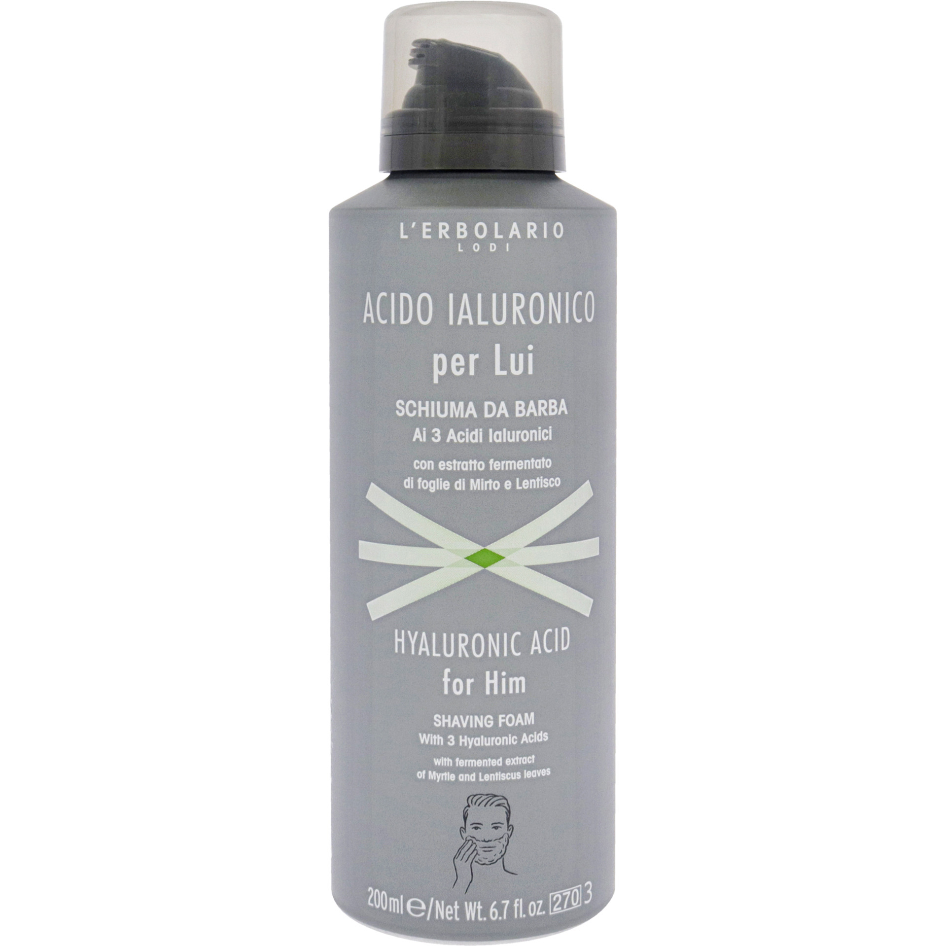 Hyaluronic Acid Shaving Foam by LErbolario for Men - 6.7 oz Foam