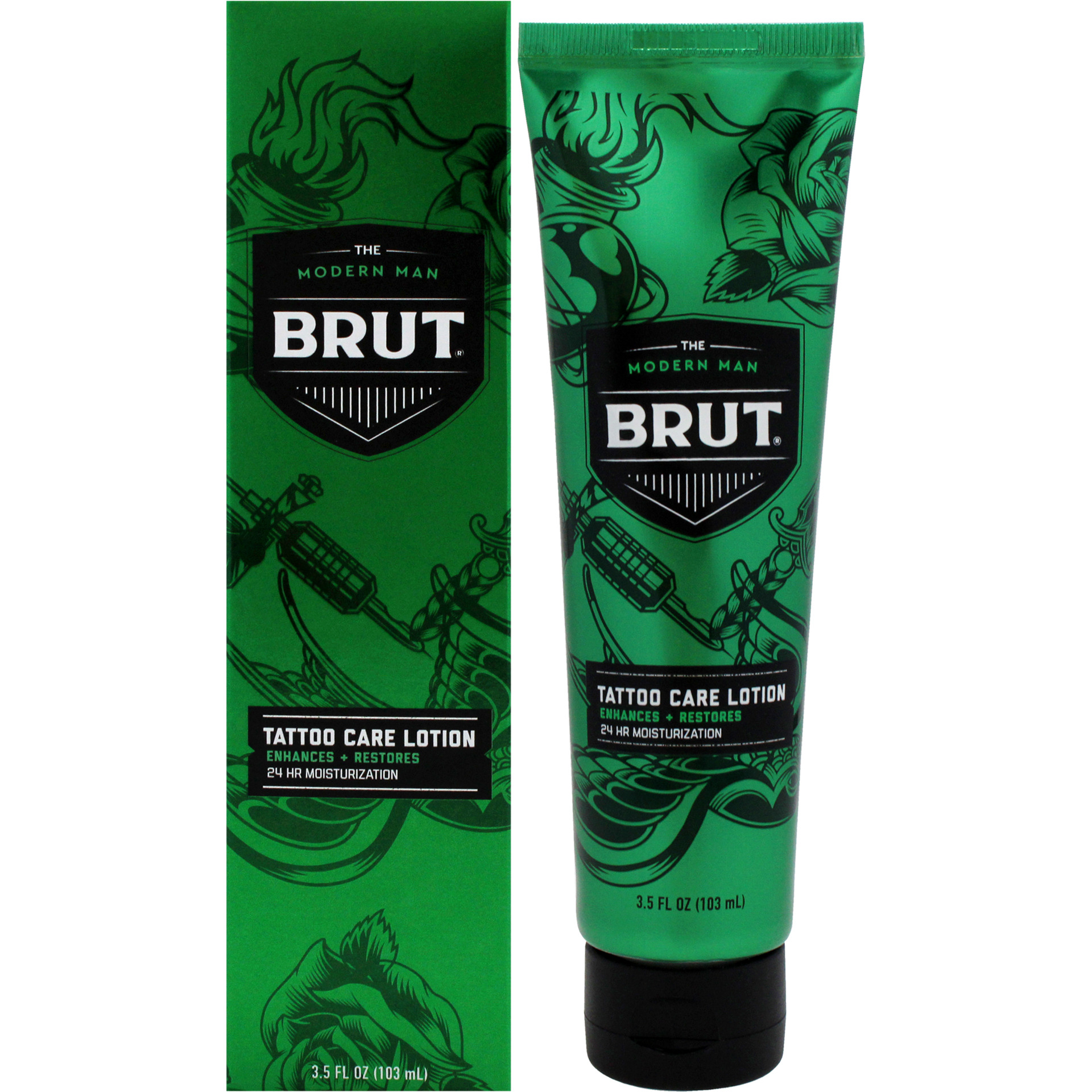 Tattoo Care Lotion 24 Hr Moisturization by Brut for Men - 3.5 oz Lotion