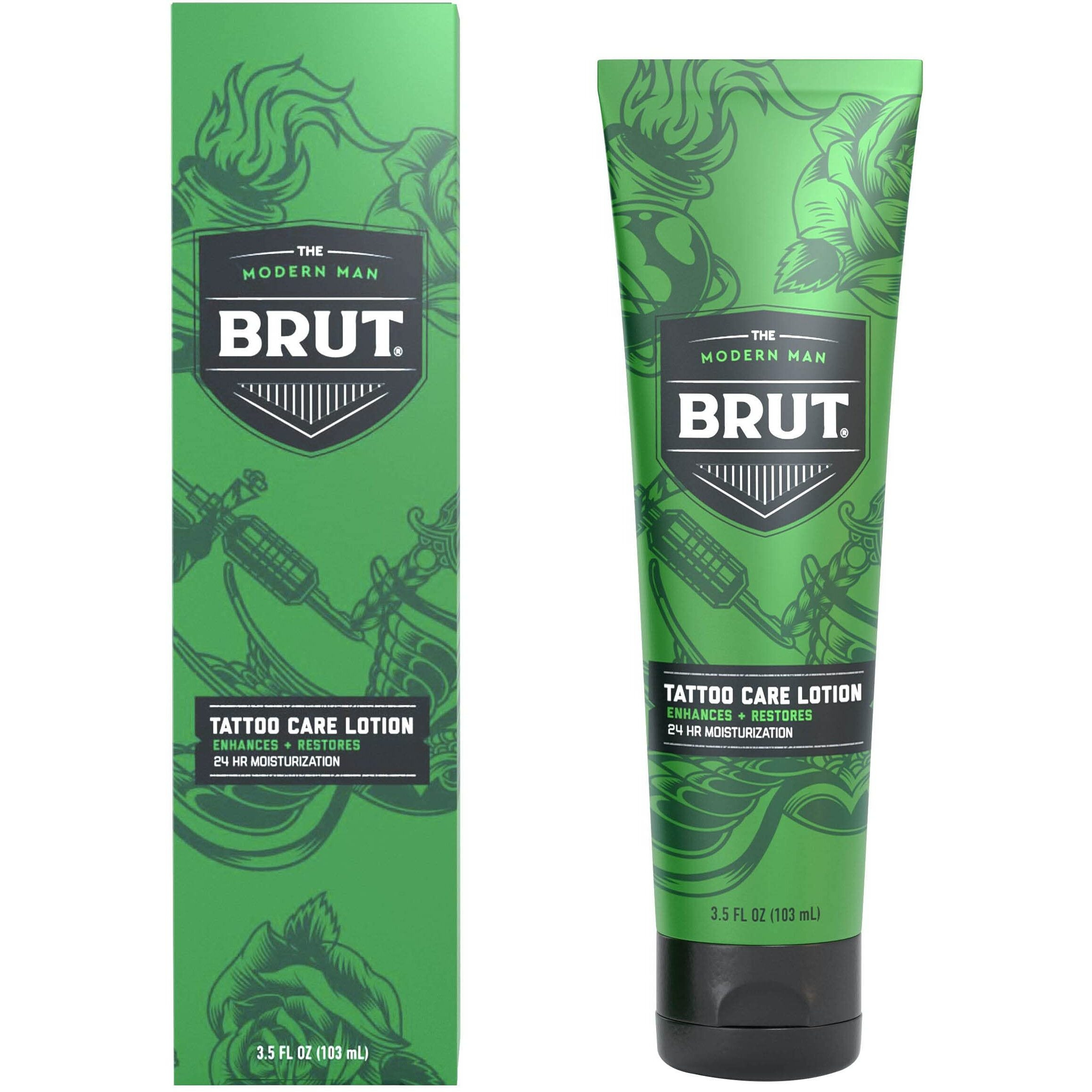 Tattoo Care Lotion 24 Hr Moisturization by Brut for Men - 3.5 oz Lotion