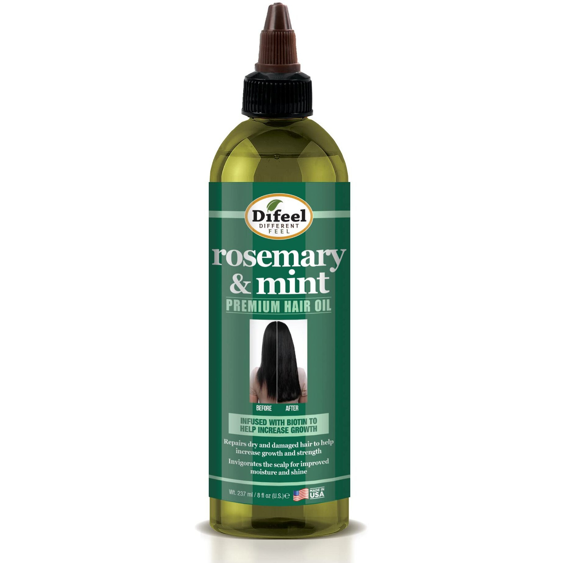Difeel Rosemary and Mint Premium Hair Oil with Biotin 8 oz. - Made with Natural Mint & Rosemary Oil for Hair Growth