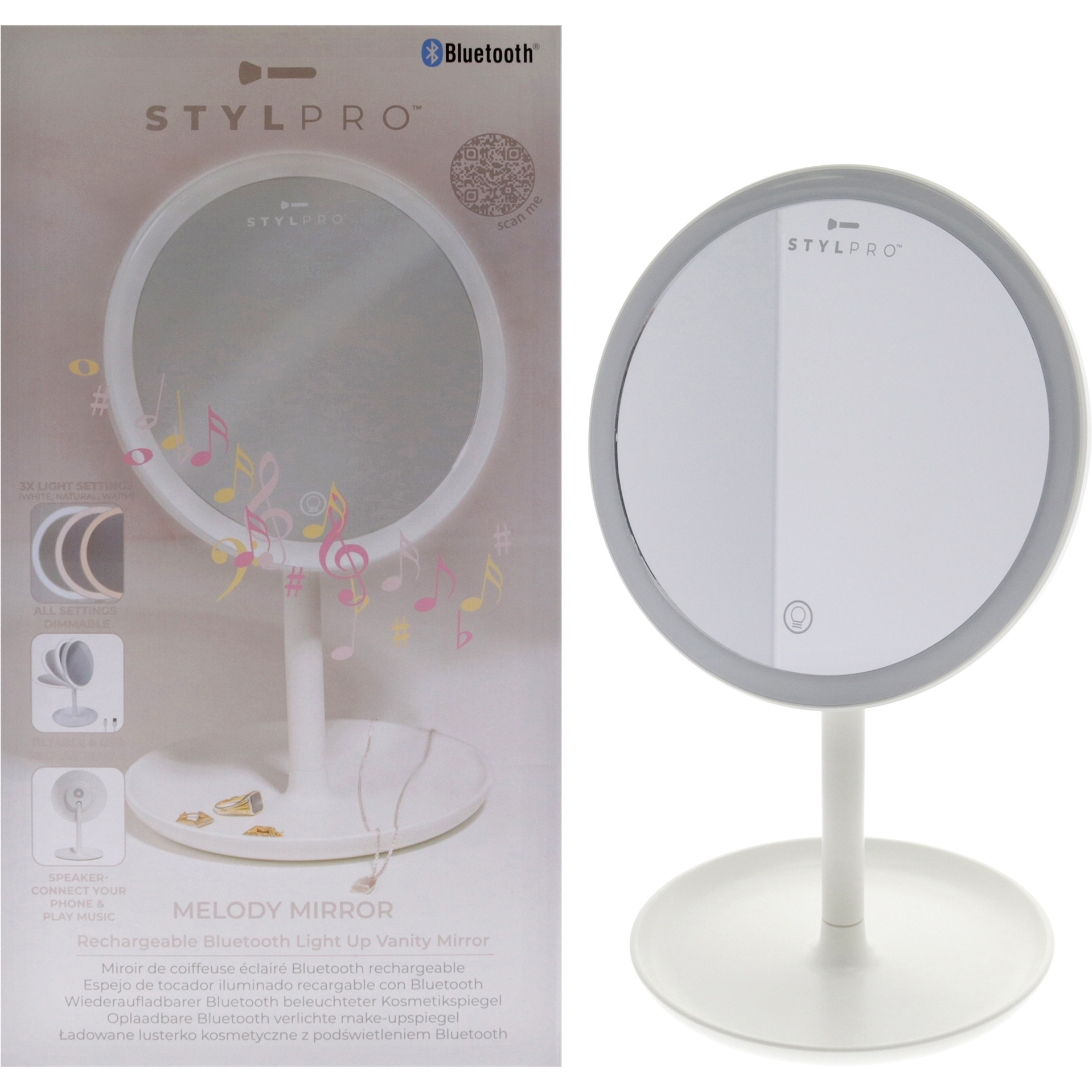 Stylpro Melody Rechargeable Bluetooth Mirror by Stylideas for Women - 1 Pc Mirror