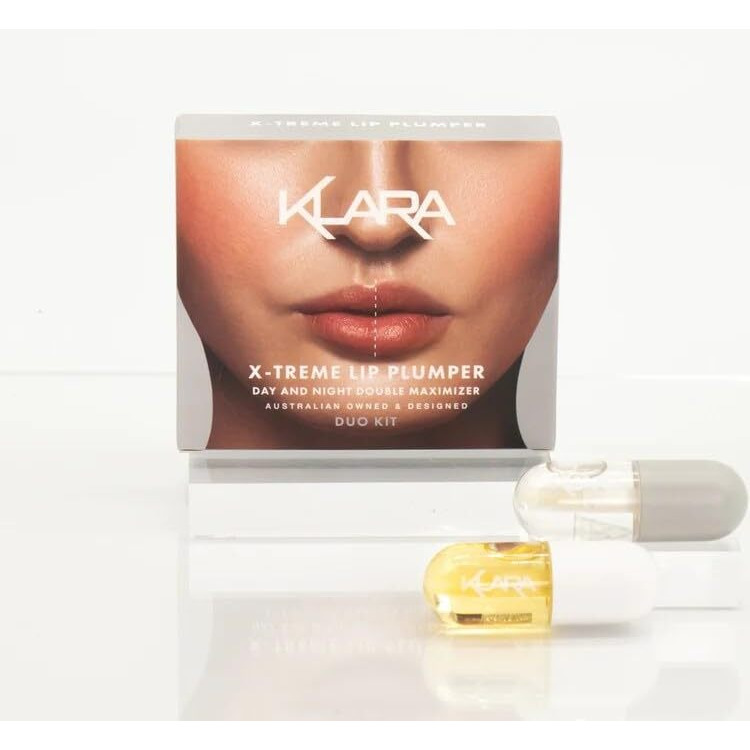 X-Treme Lip Plumper Duo by Klara for Women - 2 Pc 0.18oz Lip Maximizer Day Plumper, 0.18oz Lip Care Night treatment