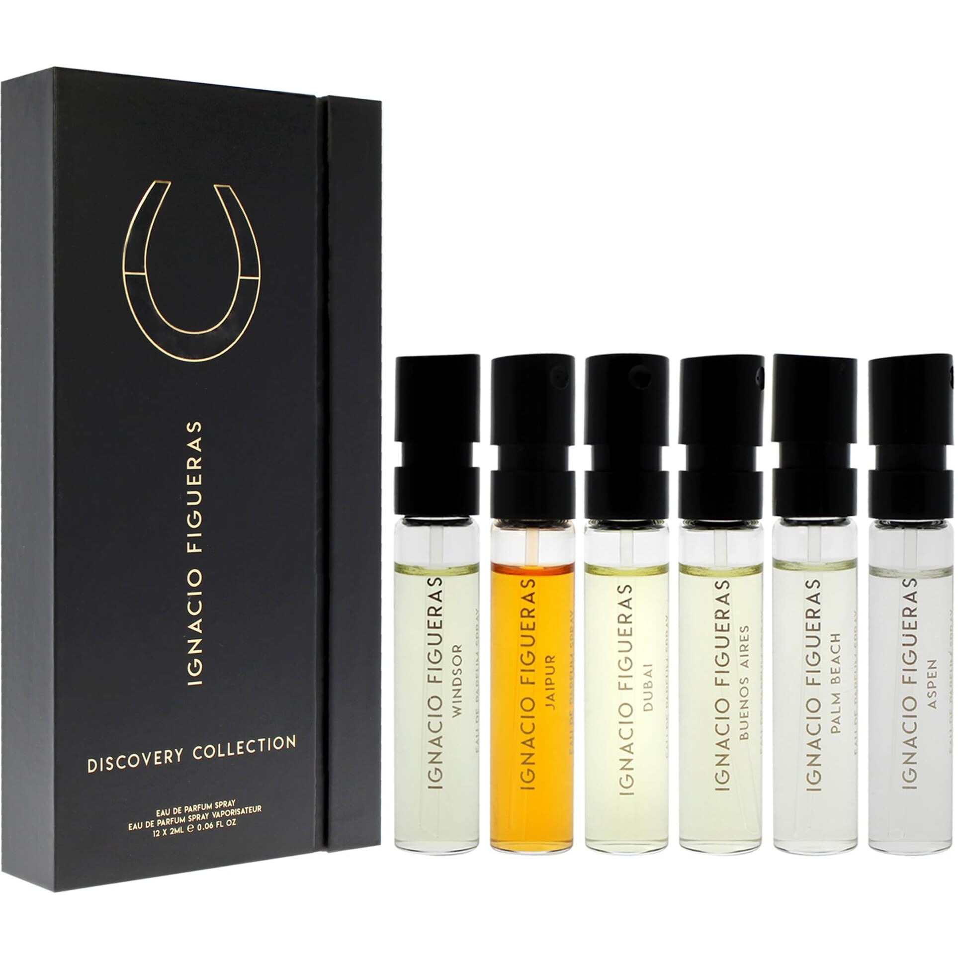 Ignacio Figuras Discovery by Ignacio Figueras for Unisex - 12 Pc Mini Gift Set 2 x 0.06oz Winsor EDP Spray, 2 x 0.06oz Jaipur EDP Spray, 2 x 0.06oz Dubai EDP Spray, 2 x 0.06oz Buenos Aires EDP Spray, 2 x 0.06oz Palm Beach EDP Spray, 2 x 0.06oz Aspen EDP Spray