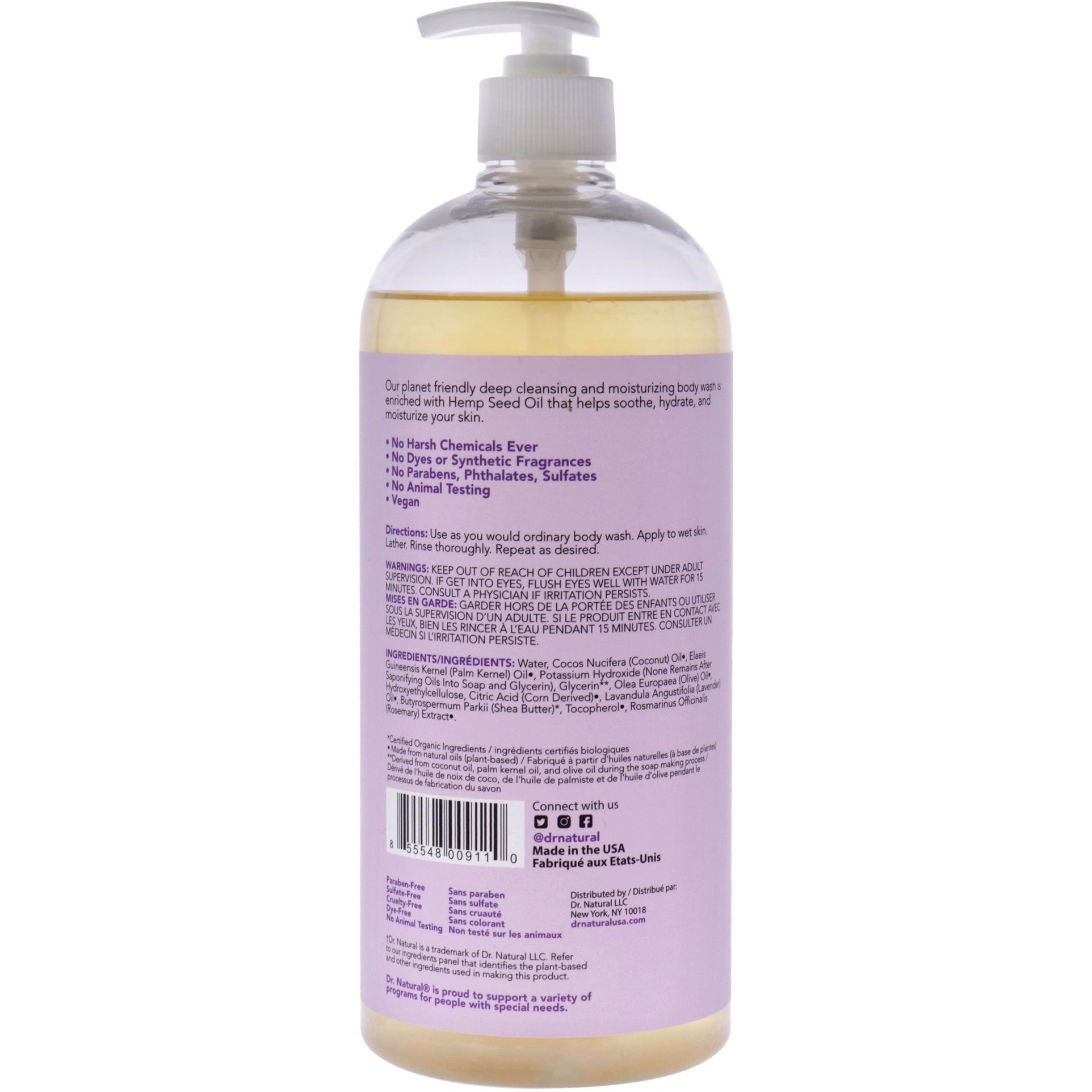 Calming Oil Body Wash - Lavender by Dr. Natural for Unisex - 32 oz Body Wash