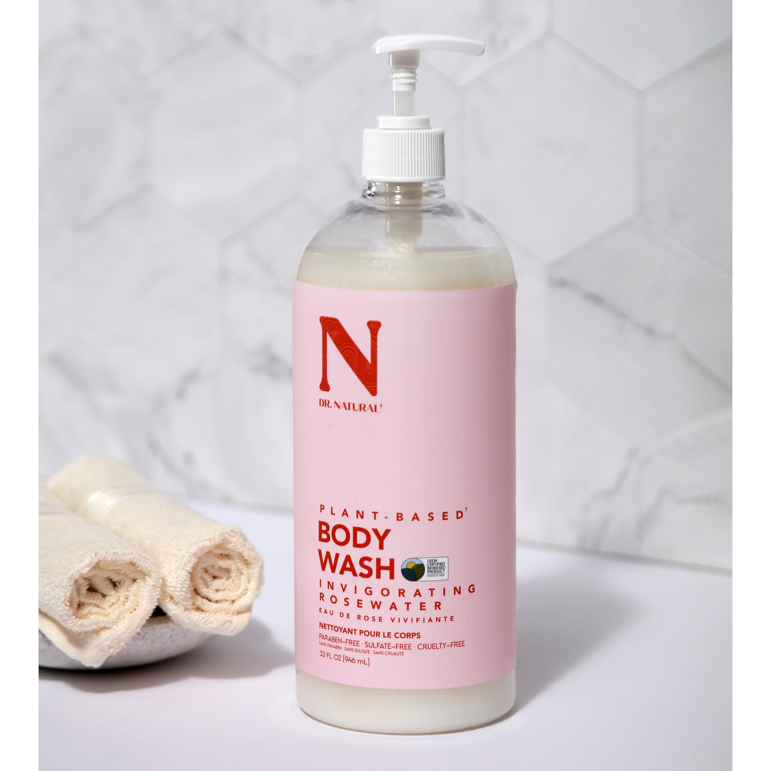 Invigorating Body Wash - Rosewater by Dr. Natural for Unisex - 32 oz Body Wash