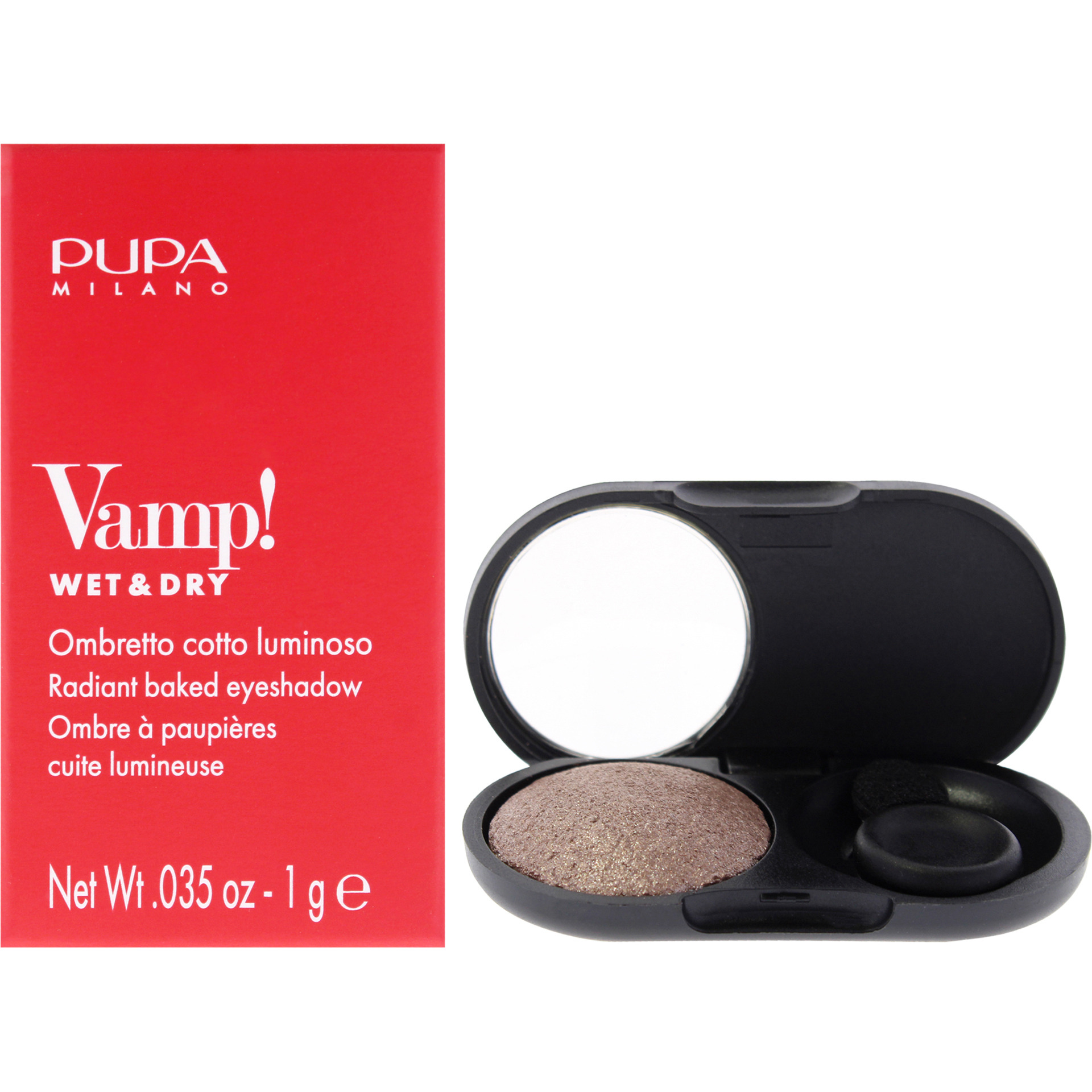Vamp Wet and Dry Radiant Baked Eyeshadow - 404 Cold Taupe by Pupa Milano for Women - 0.35 oz Eye Shadow