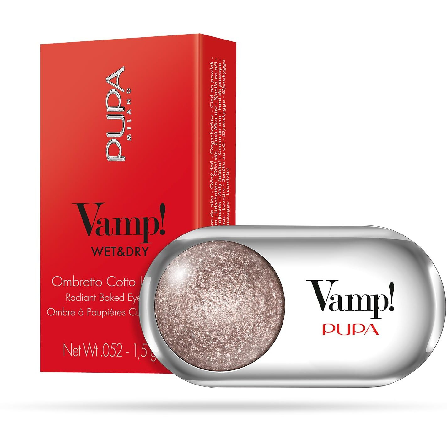 Vamp Wet and Dry Radiant Baked Eyeshadow - 404 Cold Taupe by Pupa Milano for Women - 0.35 oz Eye Shadow