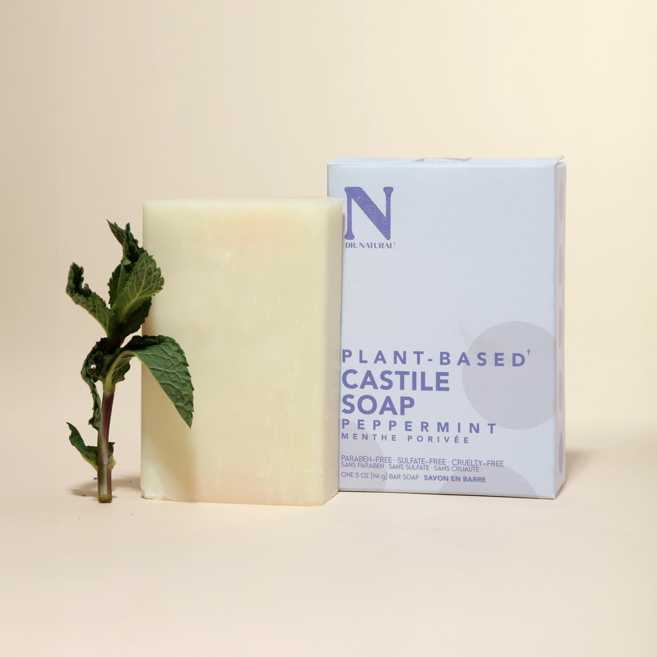 Castile Bar Soap - Peppermint by Dr. Natural for Unisex - 5 oz Soap