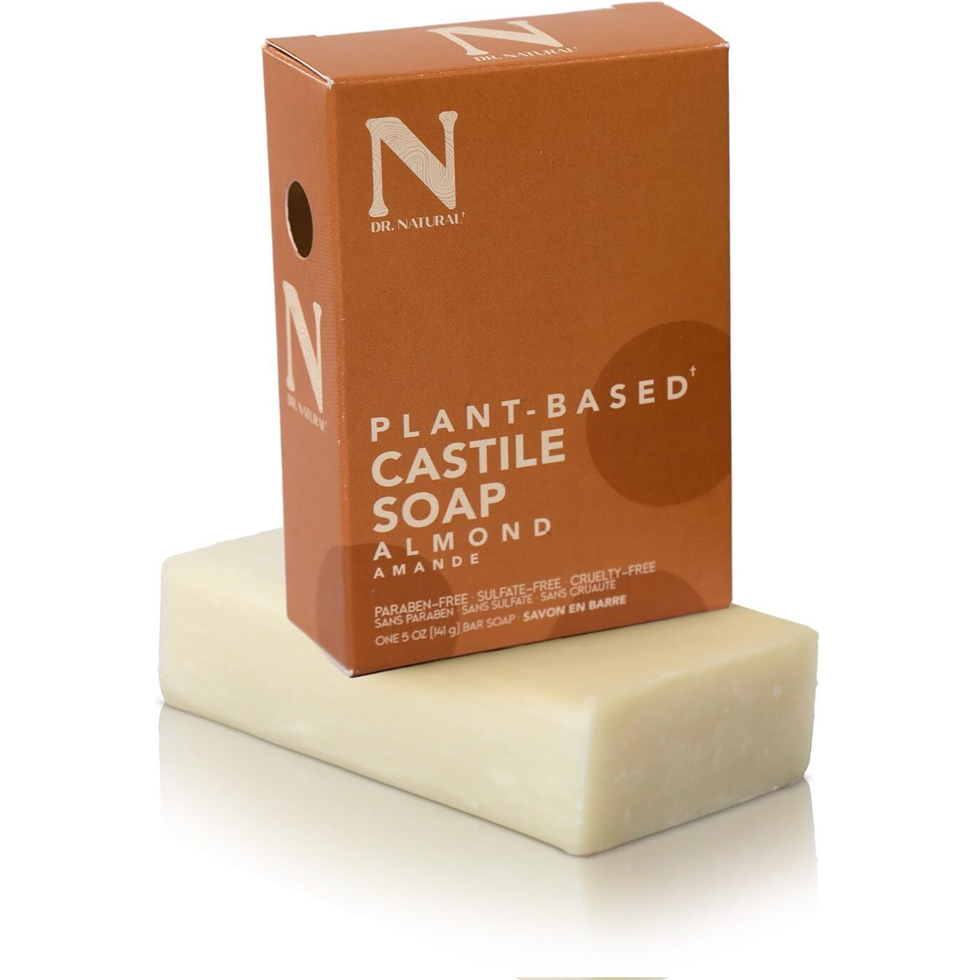 Castile Bar Soap - Almond by Dr. Natural for Unisex - 5 oz Soap