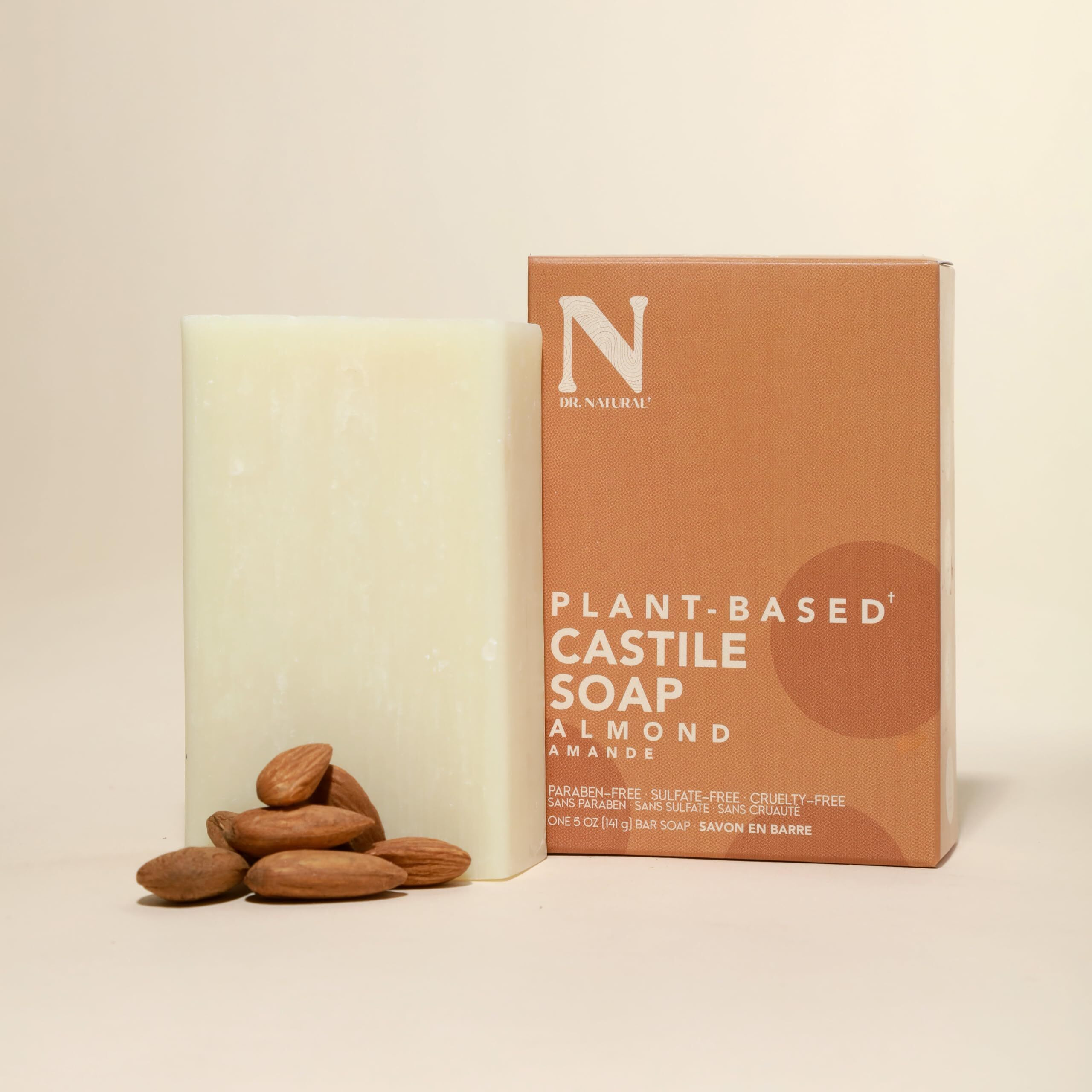 Castile Bar Soap - Almond by Dr. Natural for Unisex - 5 oz Soap