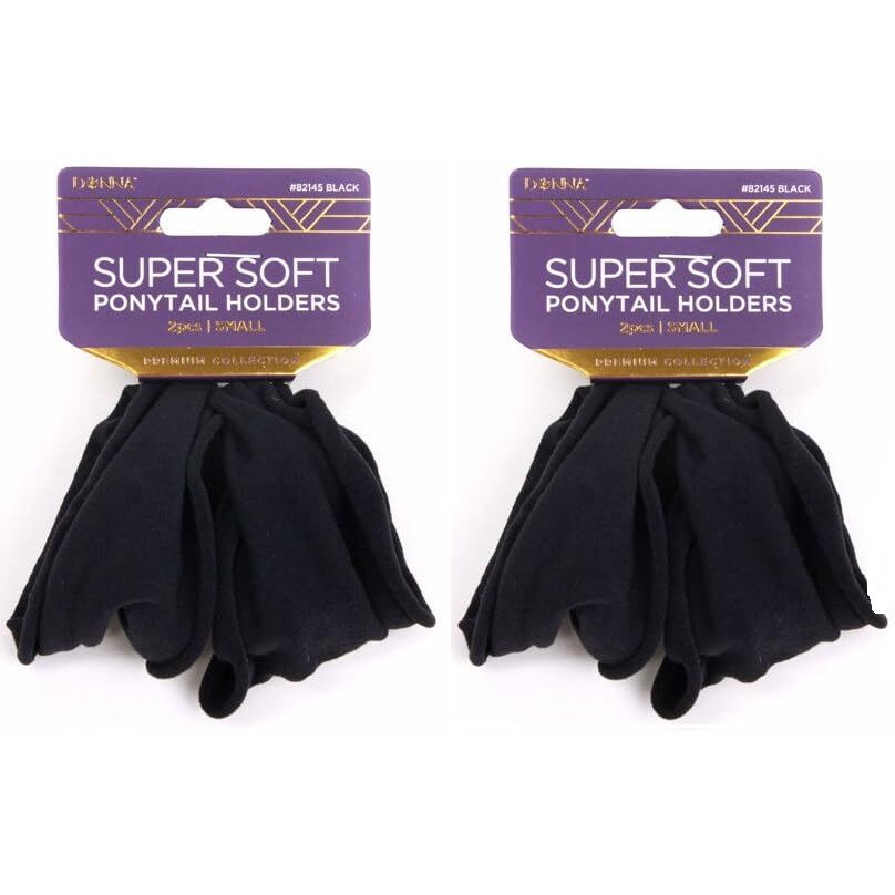 Donna Super Soft Ponytail Holder, Small 2 Psc, Premium Collection Black, pack of 2
