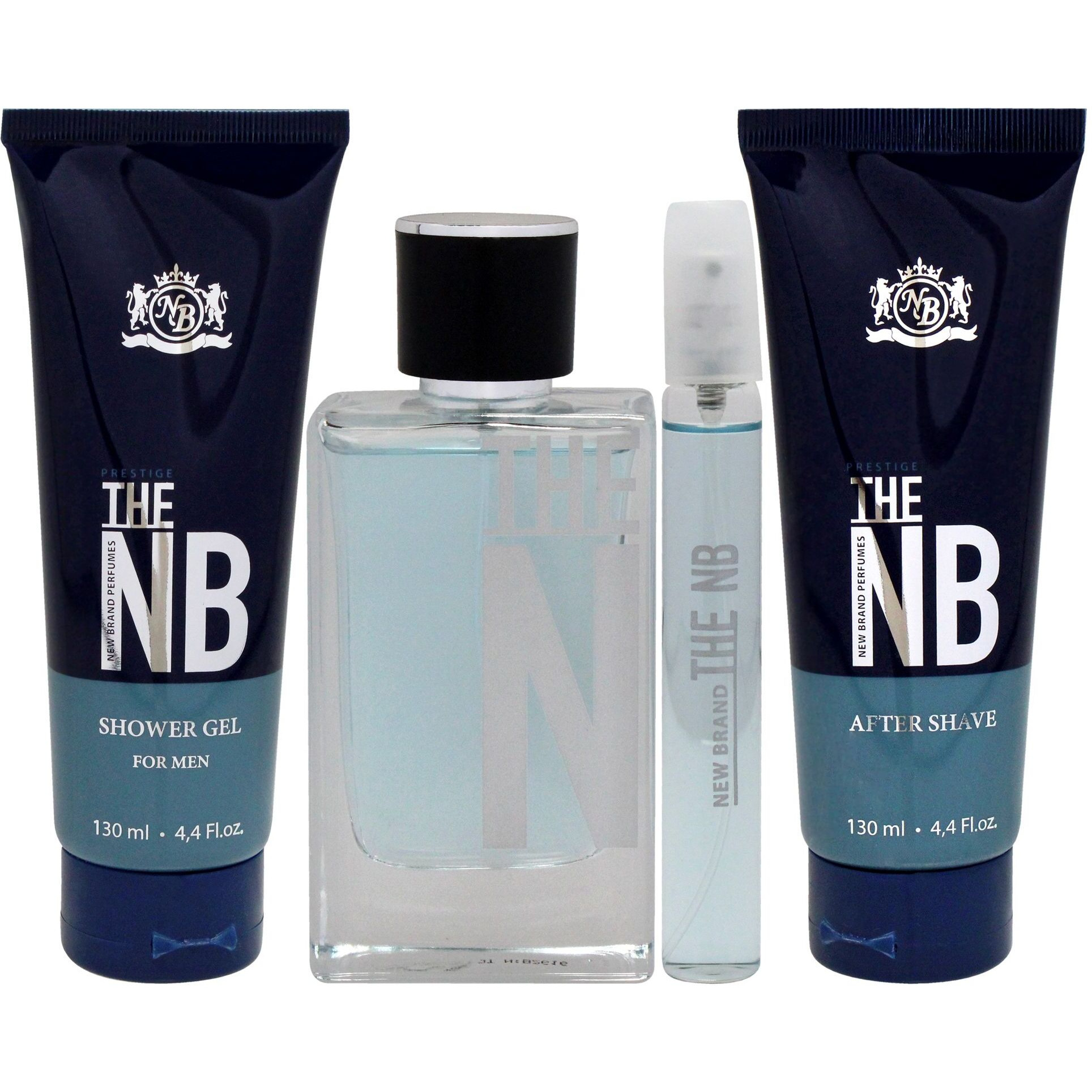 Prestige The New Brand by New Brand for Men - 4 Pc Gift Set 3.3oz EDT Spray, 0.5oz EDT Spray , 4.4oz Shower Gel, 4.4oz After Shave