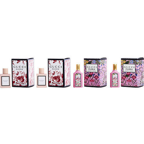 GUCCI 4 PCS MINI SET FOR WOMEN 2 X BLOOM 0.16 EAU DE PARFUM + 2 X FLORA GORGEOUS GARDENIA 0.16 EAU DE PARFUM