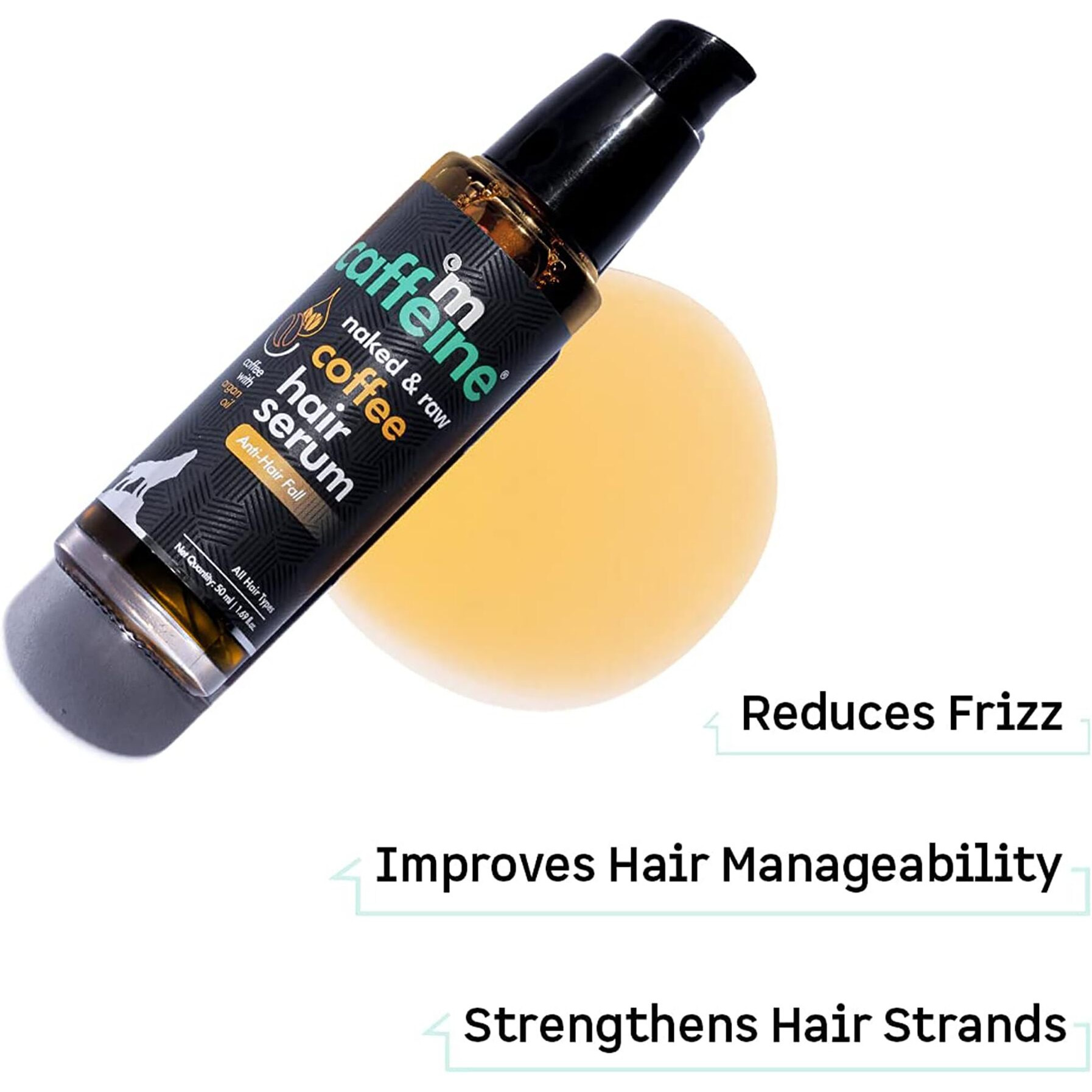 Naked and Raw Coffee Hair Serum - Argan Oil by mCaffeine for Unisex - 1.69 oz Serum