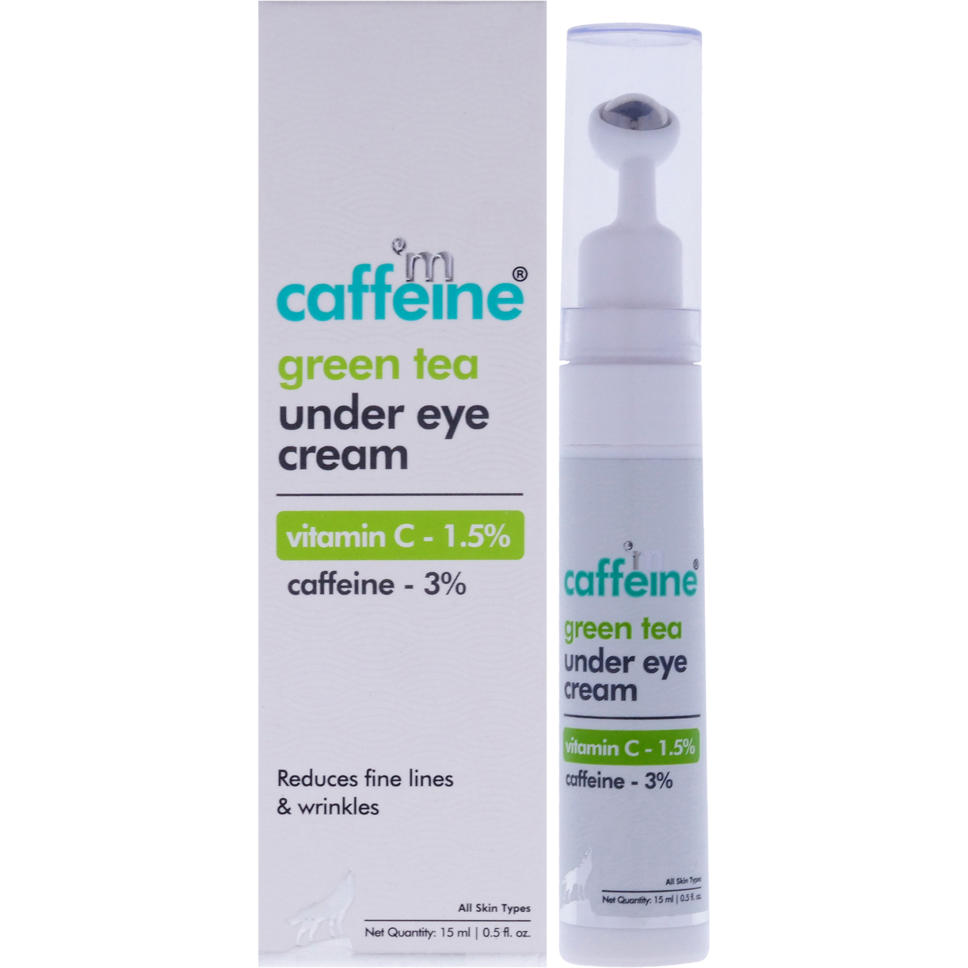 Green Tea Under Eye Cream Vitamin C 1.5 Percent by mCaffeine for Unisex - 0.5 oz Cream