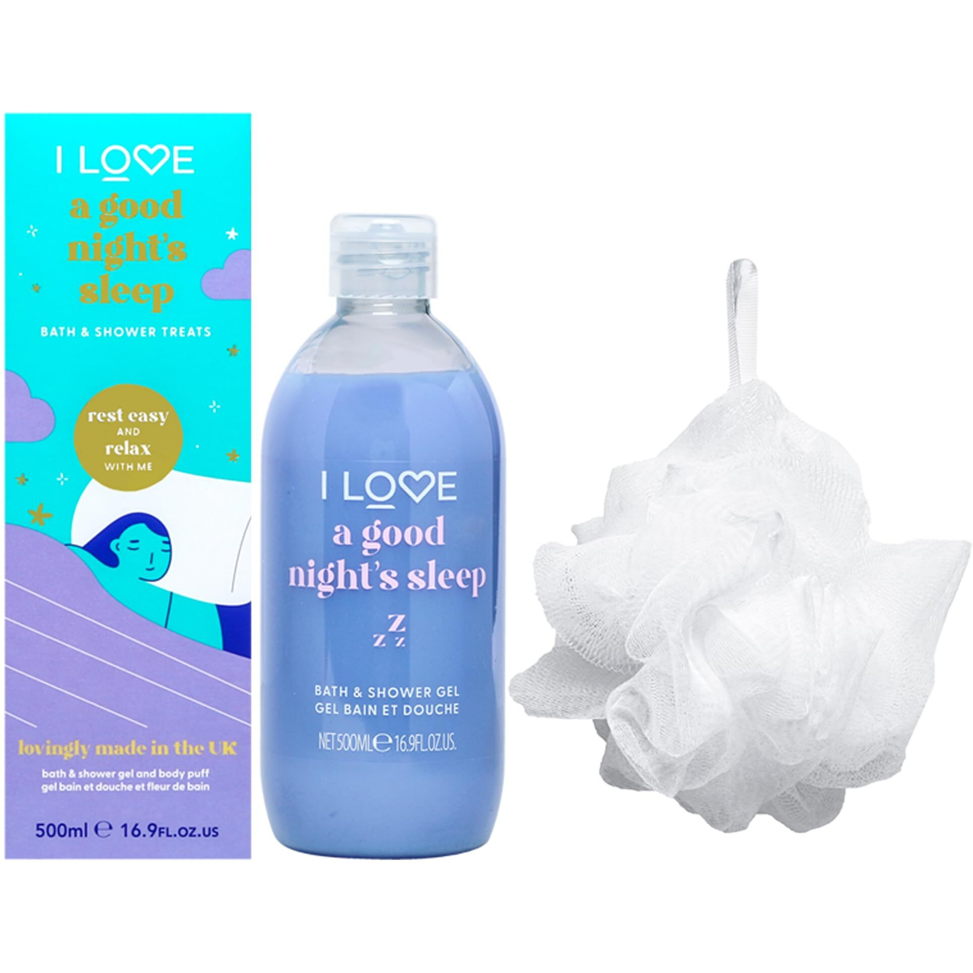 Bath and Shower Treats - A Good Nights Sleep by I Love Cosmetics for Women - 16.9 oz Shower Gel