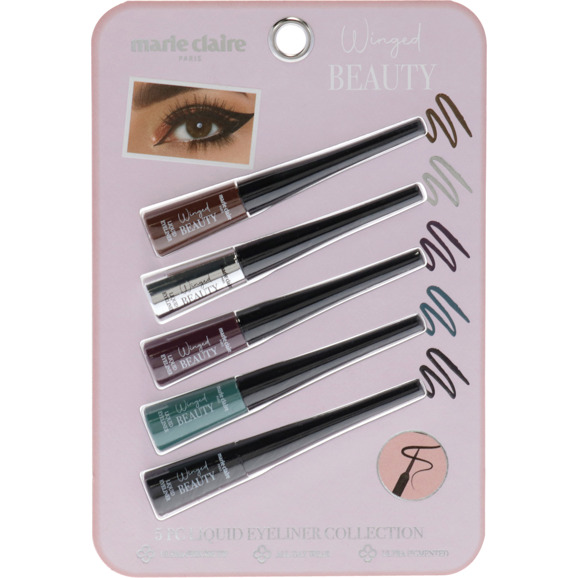 Liquid Eyeliner Collection Set by Marie Claire for Women - 5 Pc Liquid Eyeliner