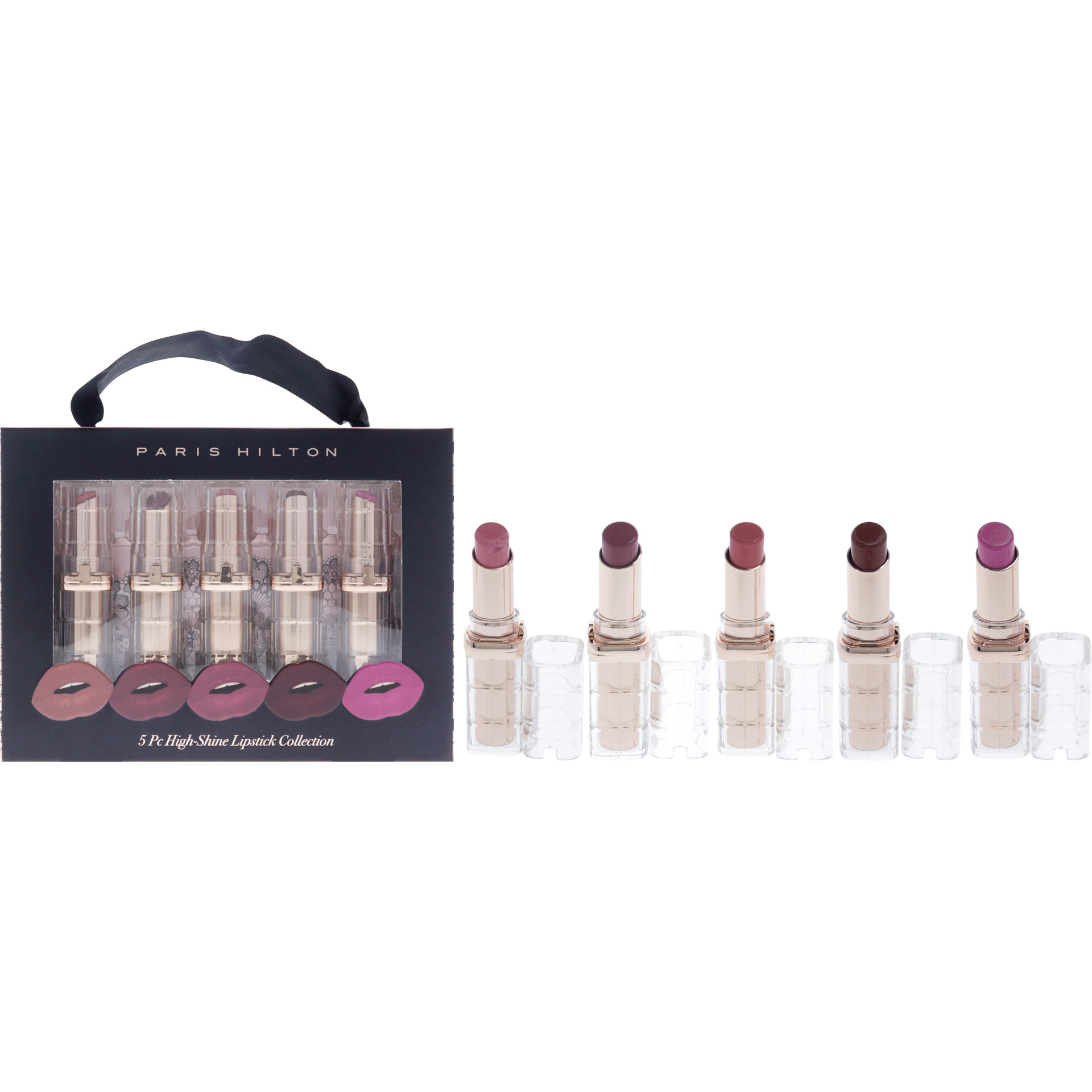 High-Shine Lipstick Collection by Paris Hilton Cosmetics for Women - 5 x 0.13 oz Lipstick
