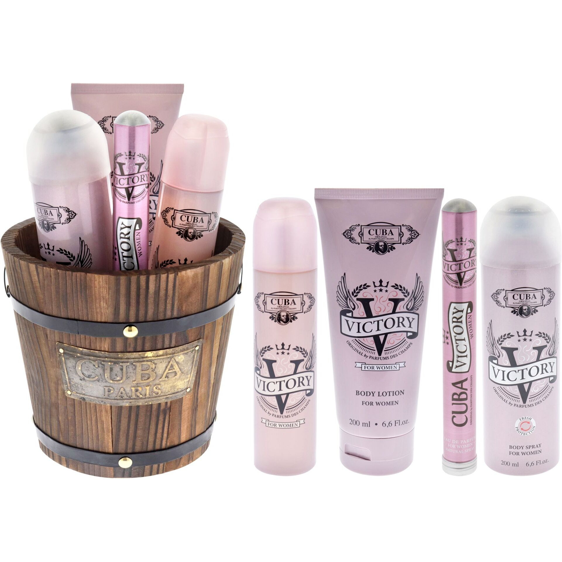 Cuba Victory by Cuba for Women - 4 Pc Gift Set 3.3oz EDP Spray, 1.17oz EDP Spray, 6.6oz Body Spray, 6.6oz Body Lotion