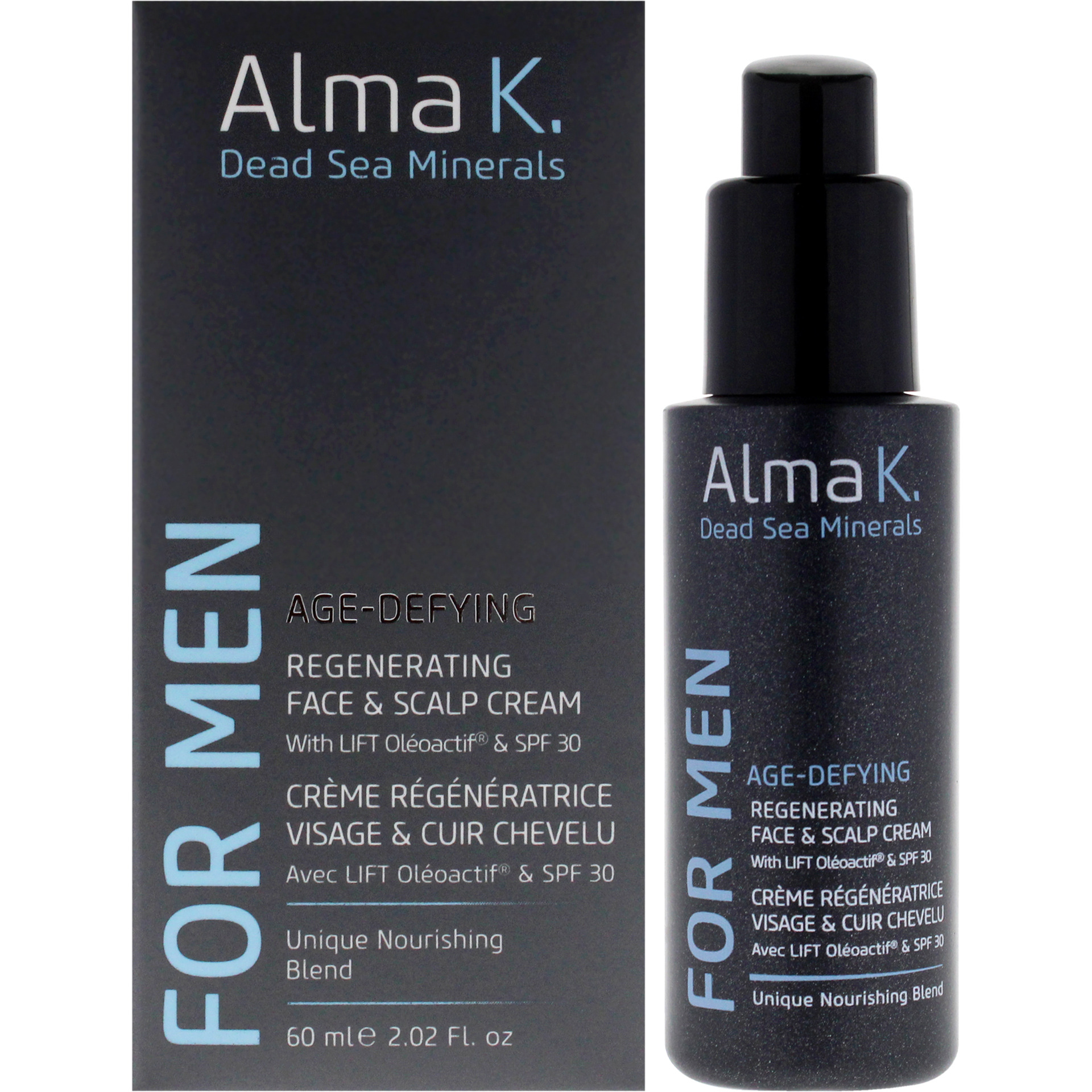 Age Defying Regenerating Face and Scalp Cream With SPF 30 by Alma K for Men - 2 oz Cream