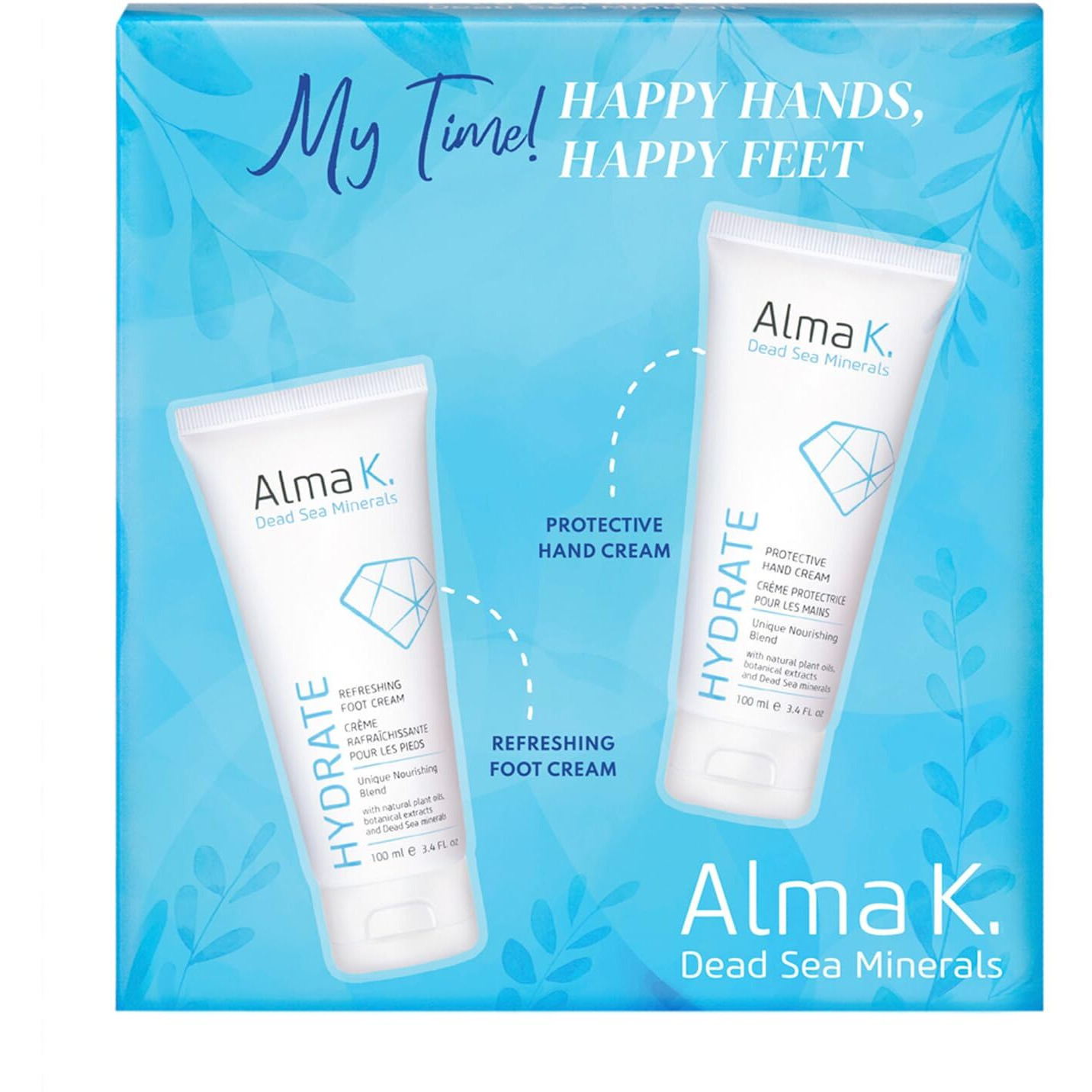 Happy Hands Happy Feet Set by Alma K for Women - 2 Pc 3.4oz Protective Hand Cream, 3.4oz Refreshing Foot Cream