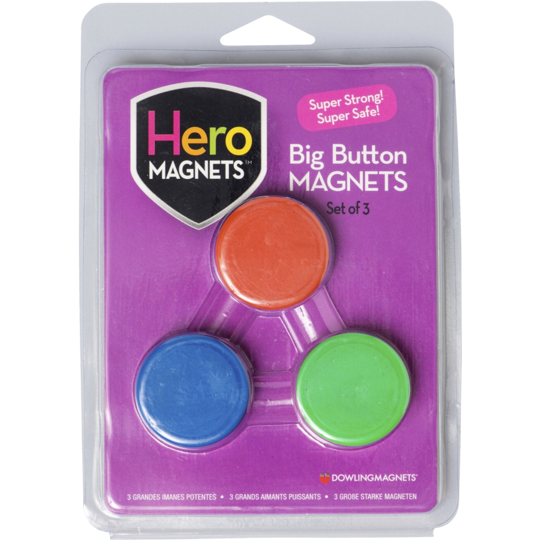 Dowling Magnets Hero Magnets, Big Button, Set of 3