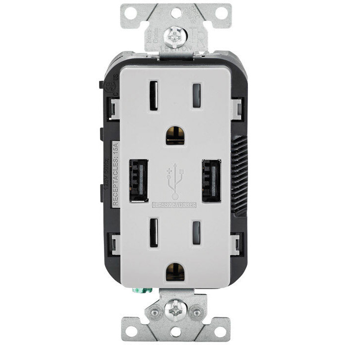 USB OUTLET 15AMP GRY (Pack of 1)
