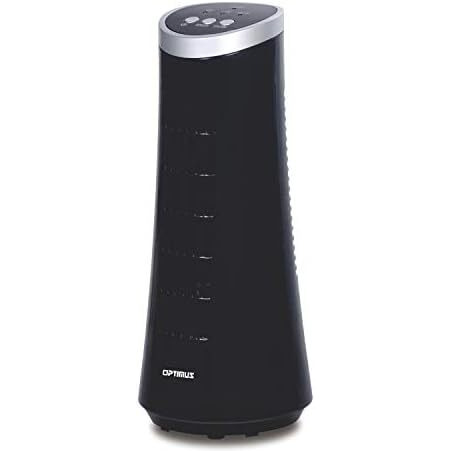Optimus 12" Desktop Ultra Slim Oscillating Tower Fan, LED, Black