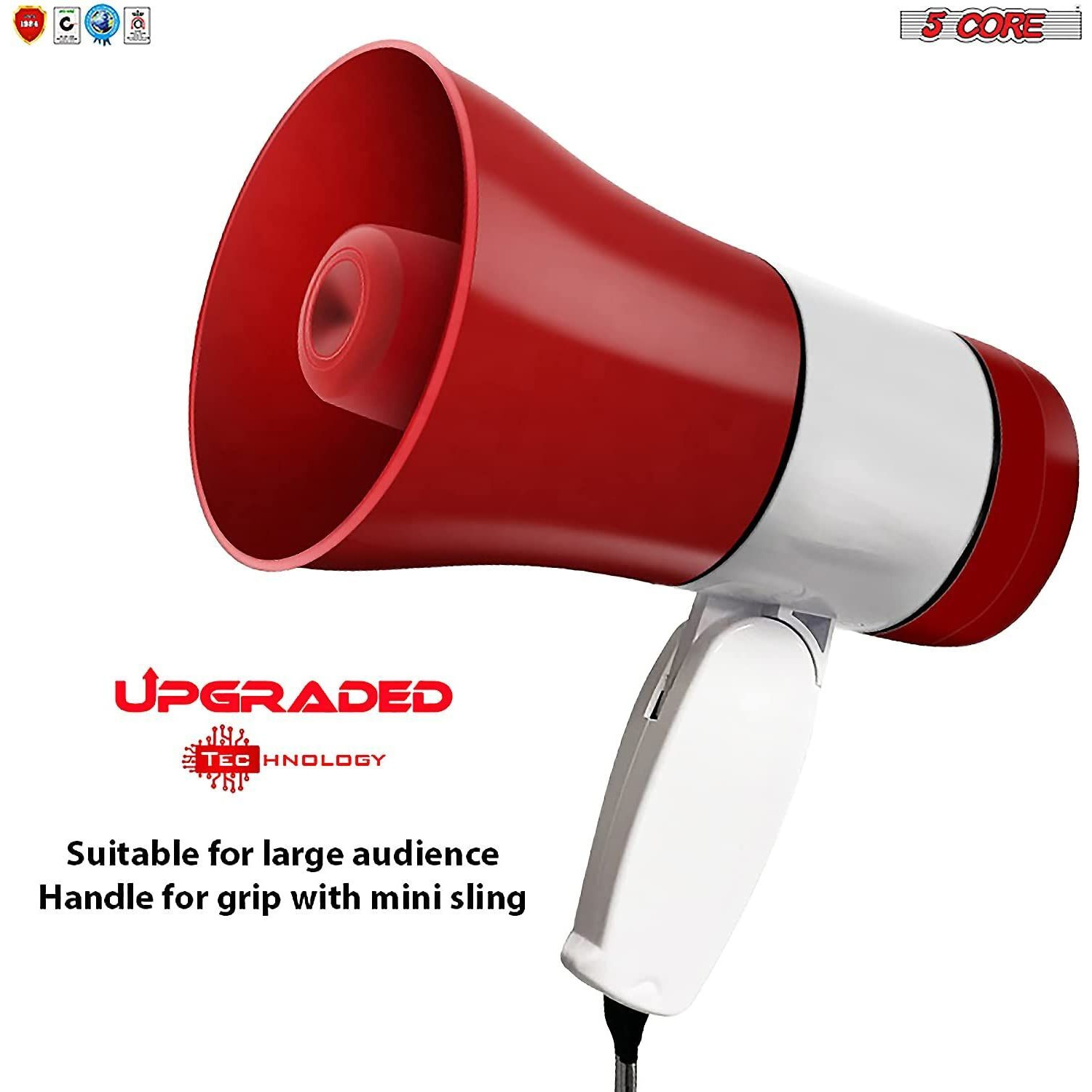 Megaphone Handheld Bullhorn Cheer Loudspeaker Bull Horn Speaker Megaphono Siren Sling Strap Portable 5Core 138 RU(D0102HHDFG6.)